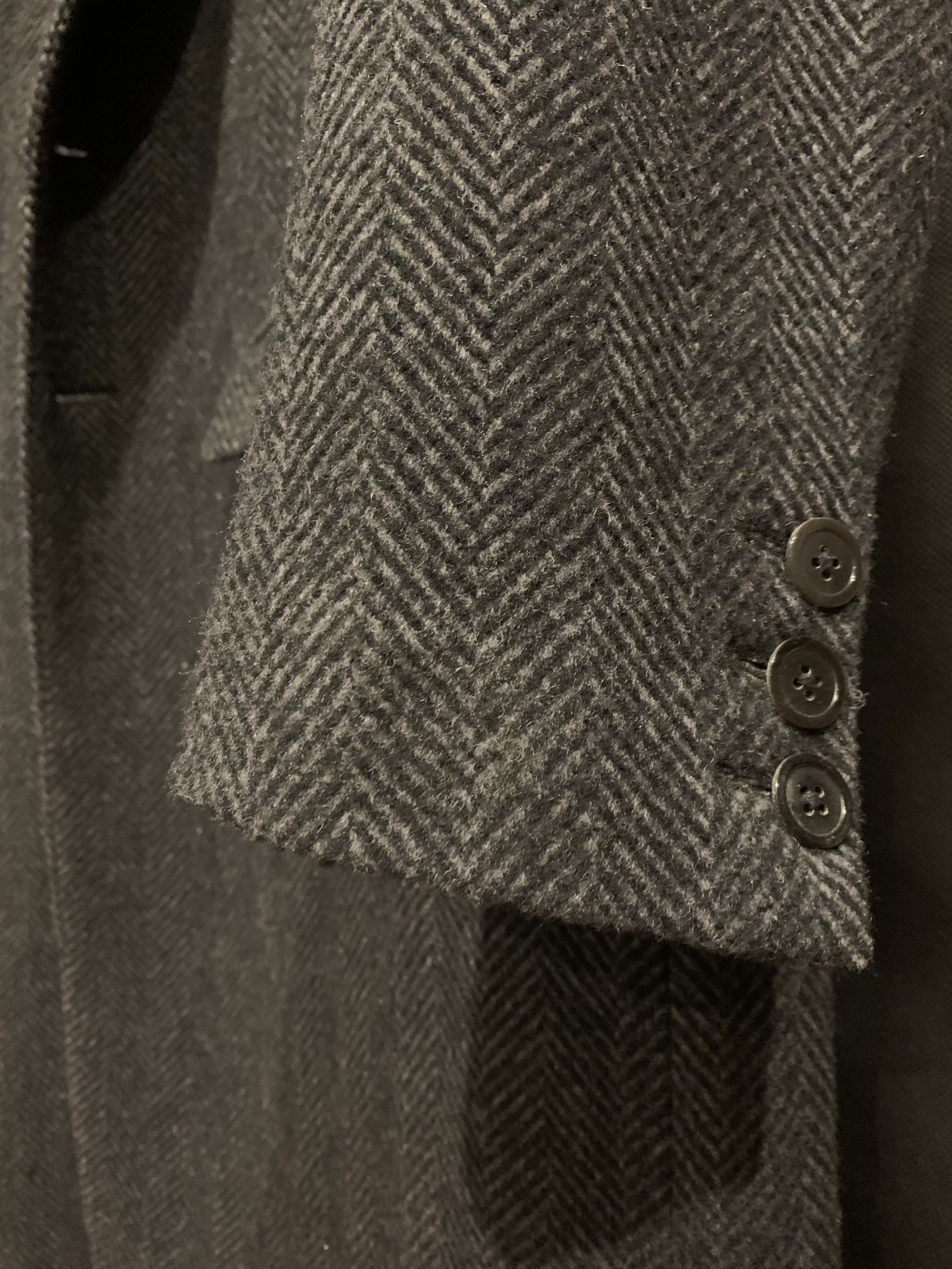Ann Demeulemeester Ann Demeulemeester Black/Grey herringbone wool coat Size US L / EU 52-54 / 3 - 8 Thumbnail