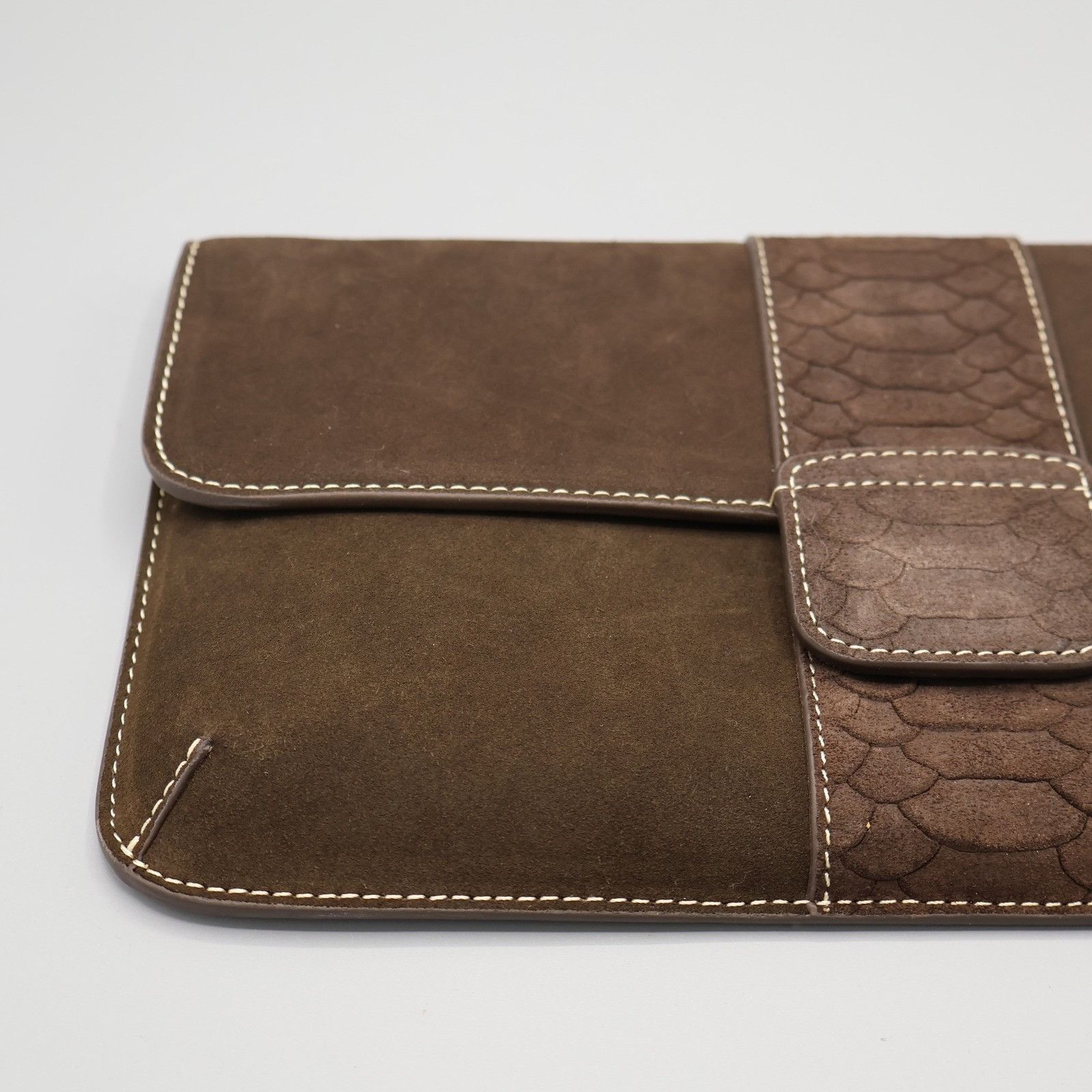 J.McLaughlin J McLaughlin Xena Suede Clutch Chocolate Brown Classic Envel Size ONE SIZE - 4 Thumbnail