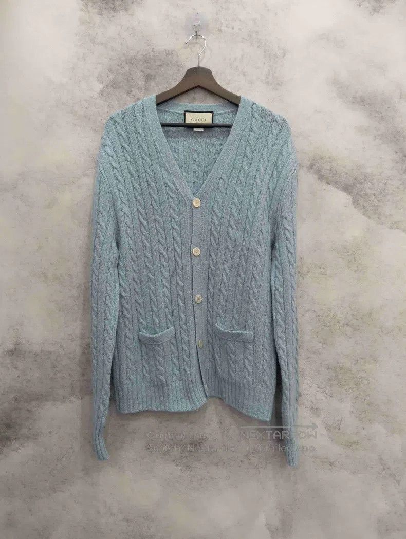 Gucci Gucci Haze blue knitted cardigan coat Size XXL / US 16-18 / IT 52-54 - 1 Thumbnail