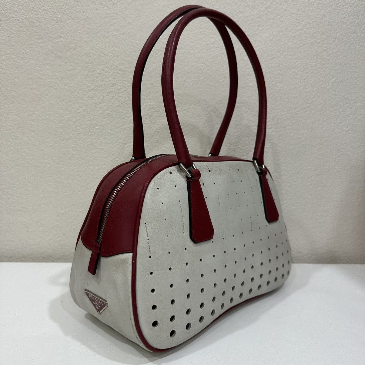 Prada PRADA VINTAGE 2000’s BOWLING BAG PERFORATED LEATHER Size ONE SIZE - 2 Thumbnail