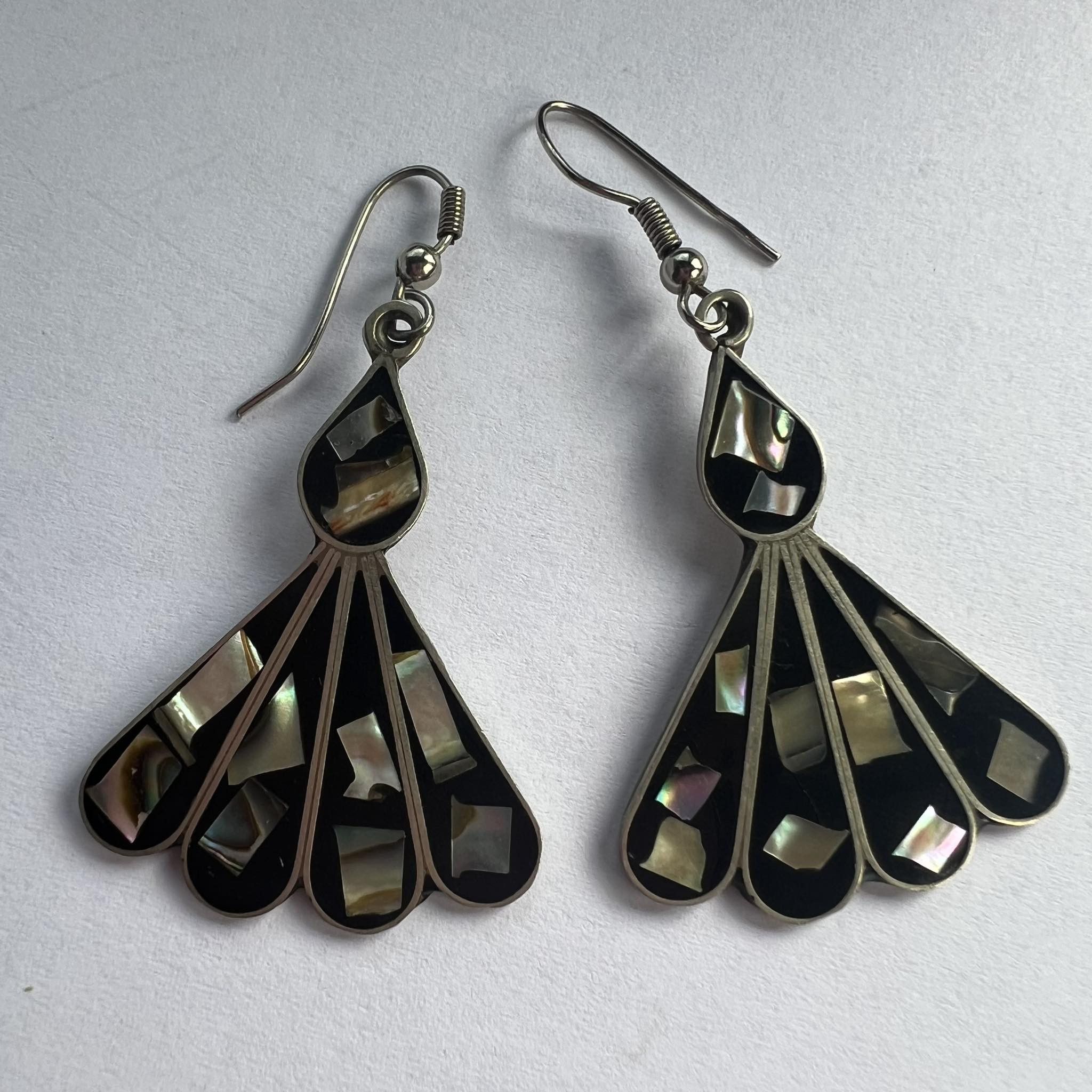 Sterling Silver Vintage Sterling Silver 925 Earrings Shell Nacre Mexico 7gr Size ONE SIZE - 6 Thumbnail