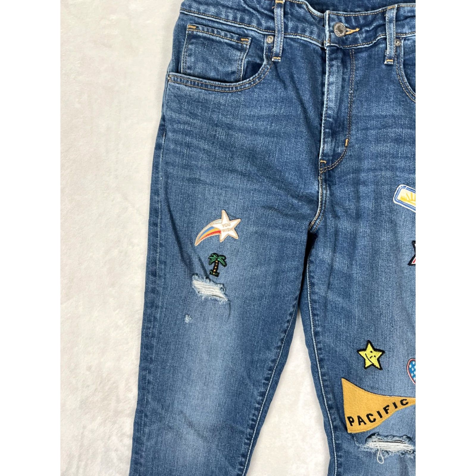 Levi's Levi's Jeans Women's 31 Blue Skinny Distressed Patchwork Denim Patches Slim Regular 30 In Inseam Size 24" / US 00 / IT 34 - 3 Thumbnail