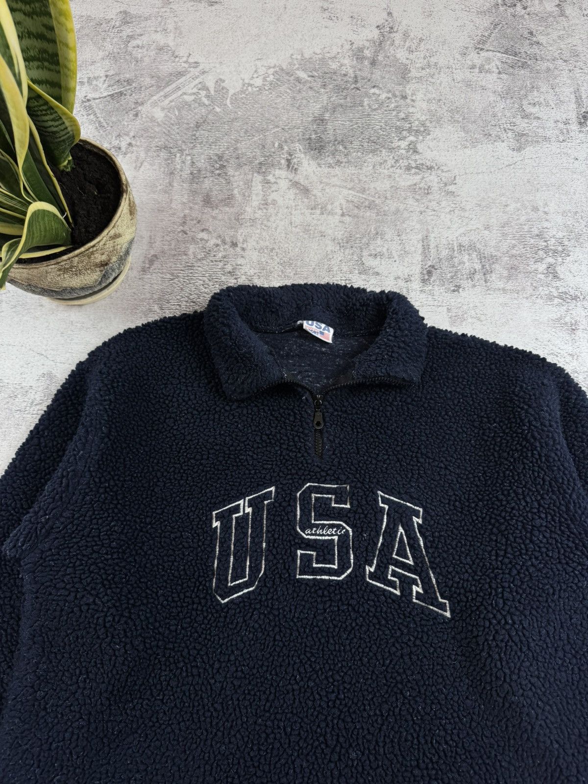 Vintage Sherpa USA Athletic Flag Logo Fleece Snow Sweatshirt Pullover Size US M / EU 48-50 / 2 - 5 Thumbnail