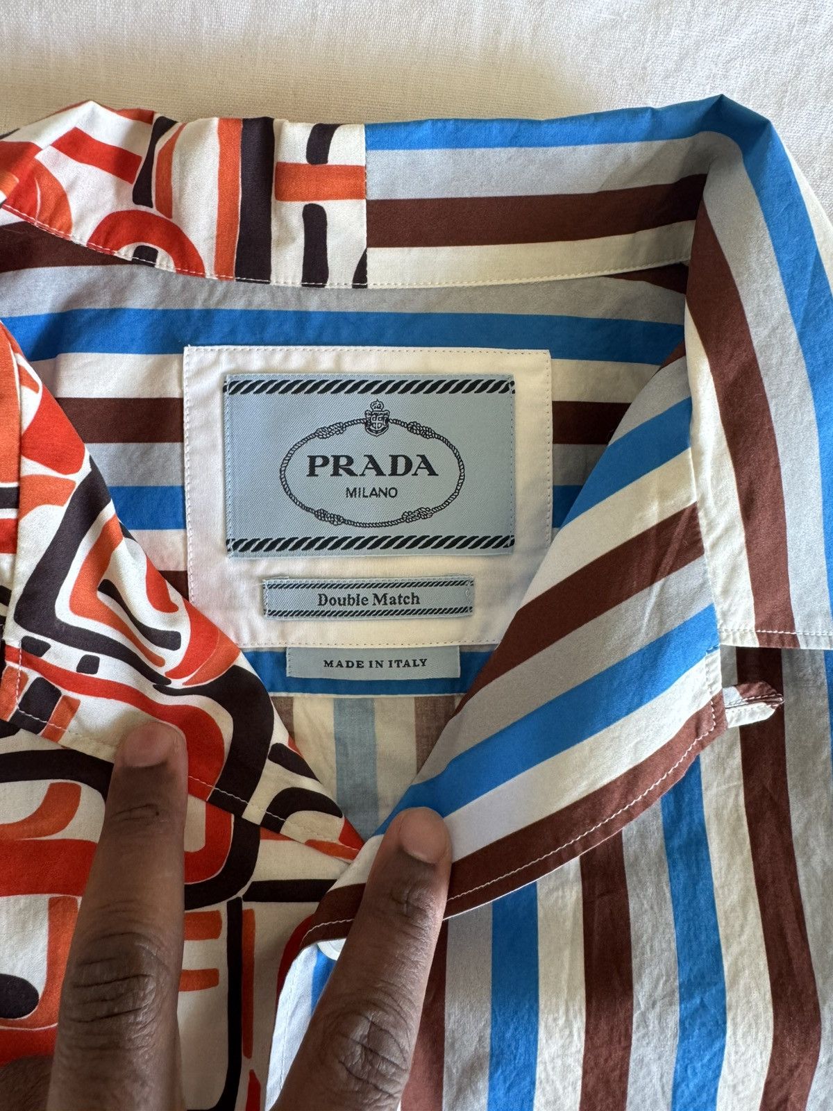 Prada PRADA CUSTOM DOUBLE MATCH BUTTON UP SHIRT Size US M / EU 48-50 / 2 - 4 Thumbnail
