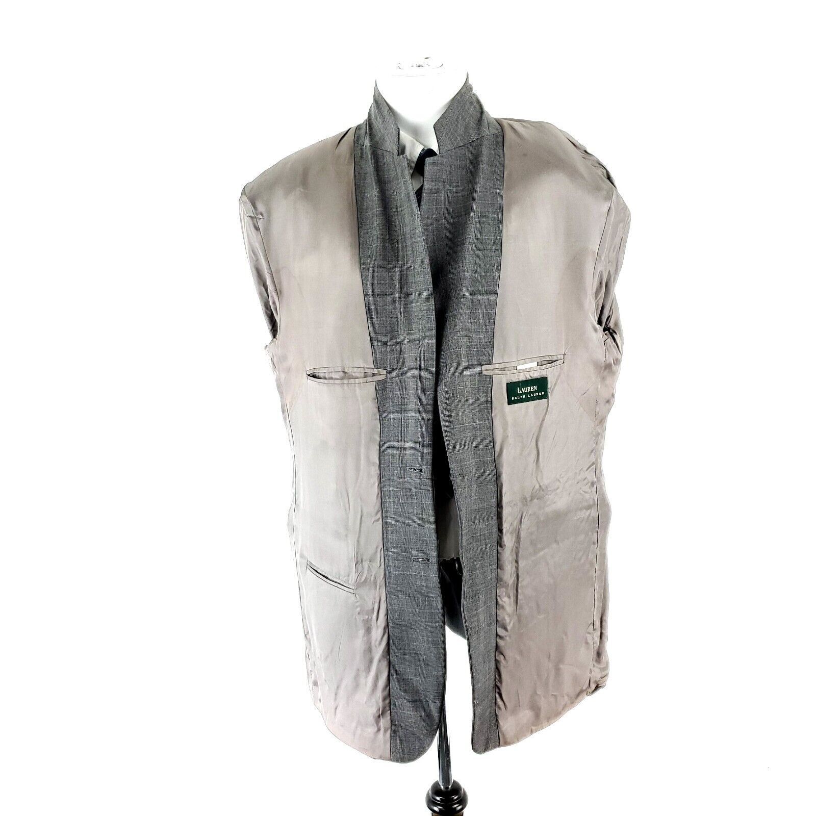 Lauren Ralph Lauren Lauren Ralph Lauren Wool 2 Button Sport Coat 44L Gray Glen P Size 44L - 9 Thumbnail