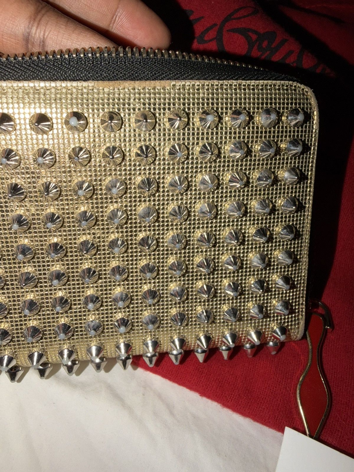 Christian Louboutin Christian Louboutin Panettone metallic gold spiked wallet Size ONE SIZE - 8 Thumbnail