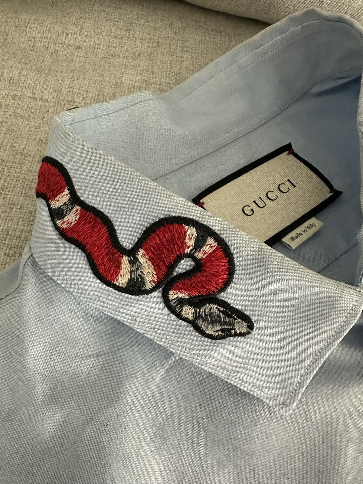 Gucci Gucci Snake Blue Button Up Size US L / EU 52-54 / 3 - 3 Thumbnail