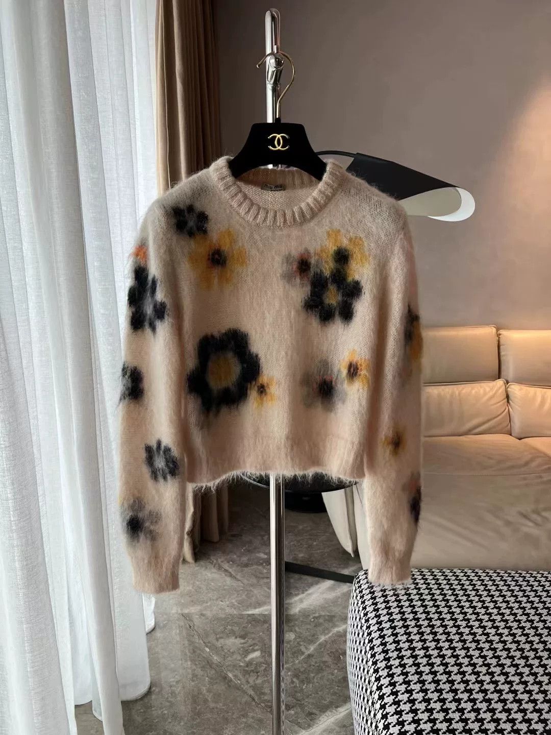 Miu Miu Miu Miu Floral Mohair Sweater Size S / US 4 / IT 40 - 1 Thumbnail