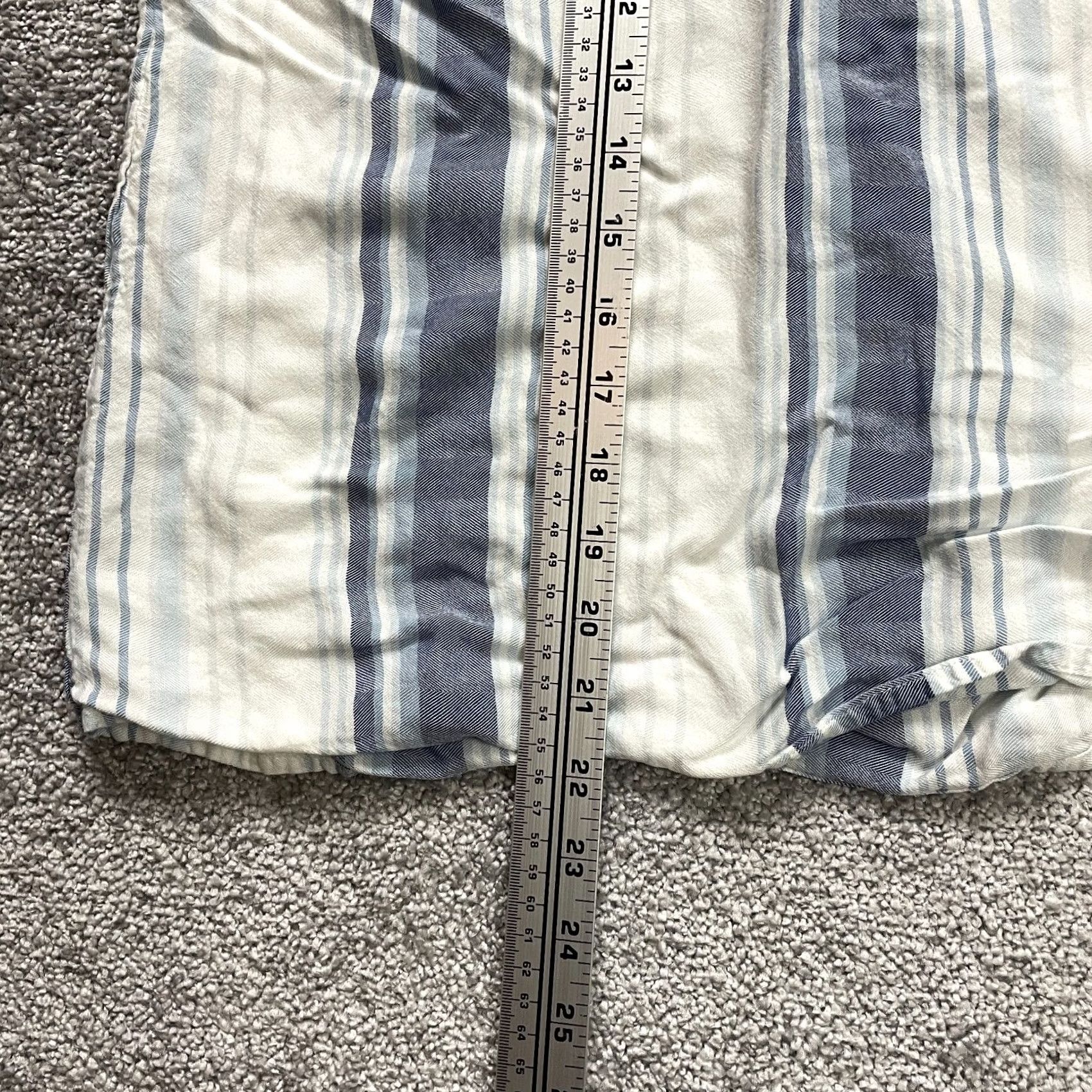 Vintage Chico's Blouse Shirt Womens 2P XS White Blue Striped Embroidered Knit Rayon V-Neck 3/4 Sleeve Patchwork? Size XS / US 0-2 / IT 36-38 - 6 Thumbnail