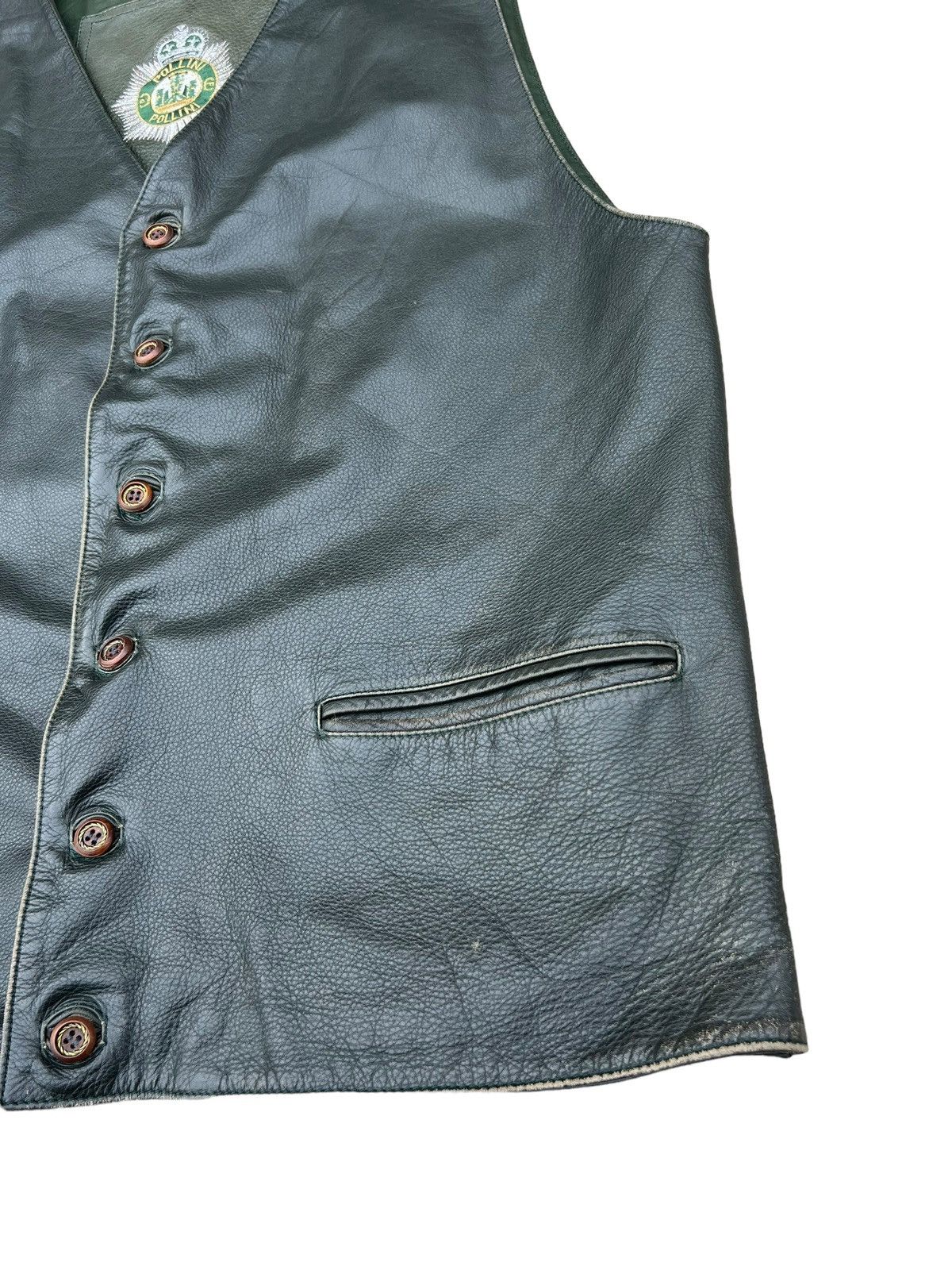 Leather Vintage Pollini Patina Leather Vest Size US L / EU 52-54 / 3 - 7 Thumbnail