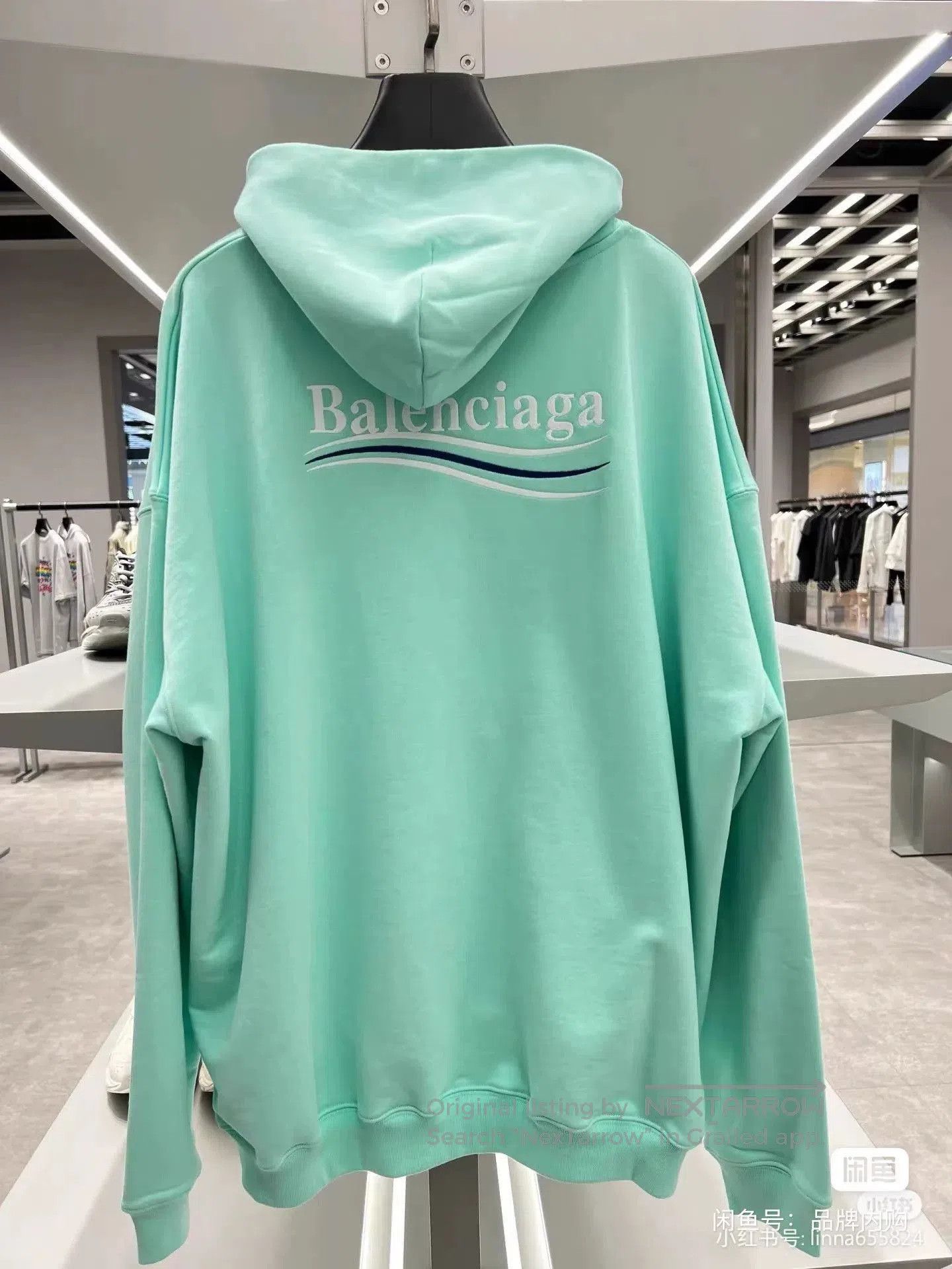 Balenciaga balenciaga mint green logo hoodie uni. Size US M / EU 48-50 / 2 - 2 Thumbnail