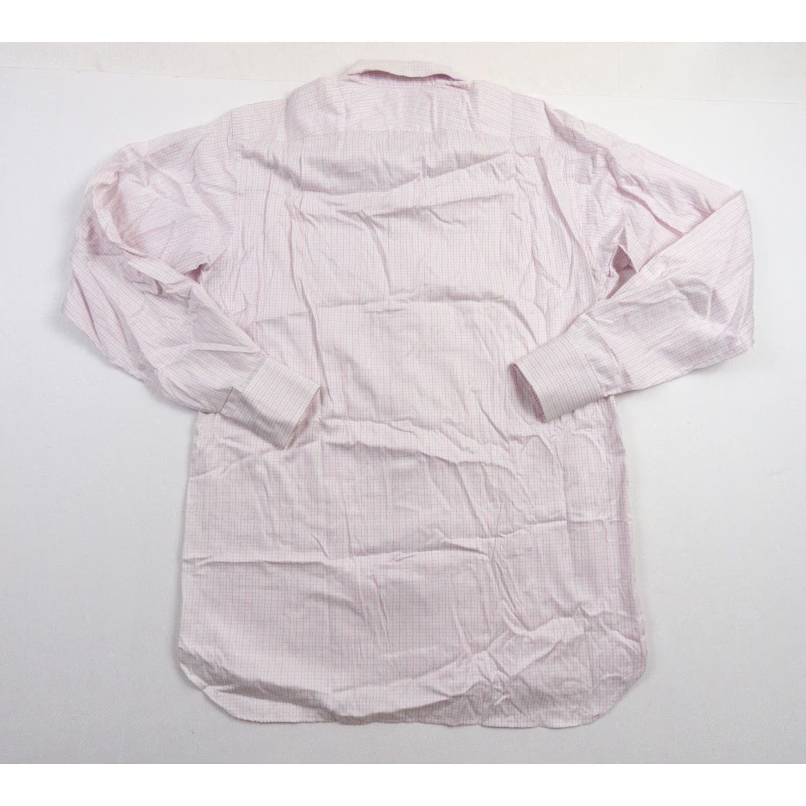 Pinko Thomas Pink Shirt Mens 16/36.5 Button-Up Long Sleeve Dress Shirt Pink Cotton Check Traveller Mens Size 42R - 5 Thumbnail