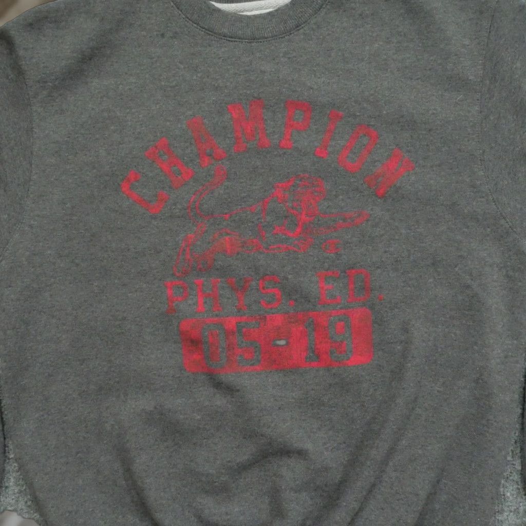 Champion Champion Sweatshirt Men Pullover Adult Medium Gray Logo Lion Mascot Retro Decade 90s Kings象 Size US M / EU 48-50 / 2 - 1 Thumbnail