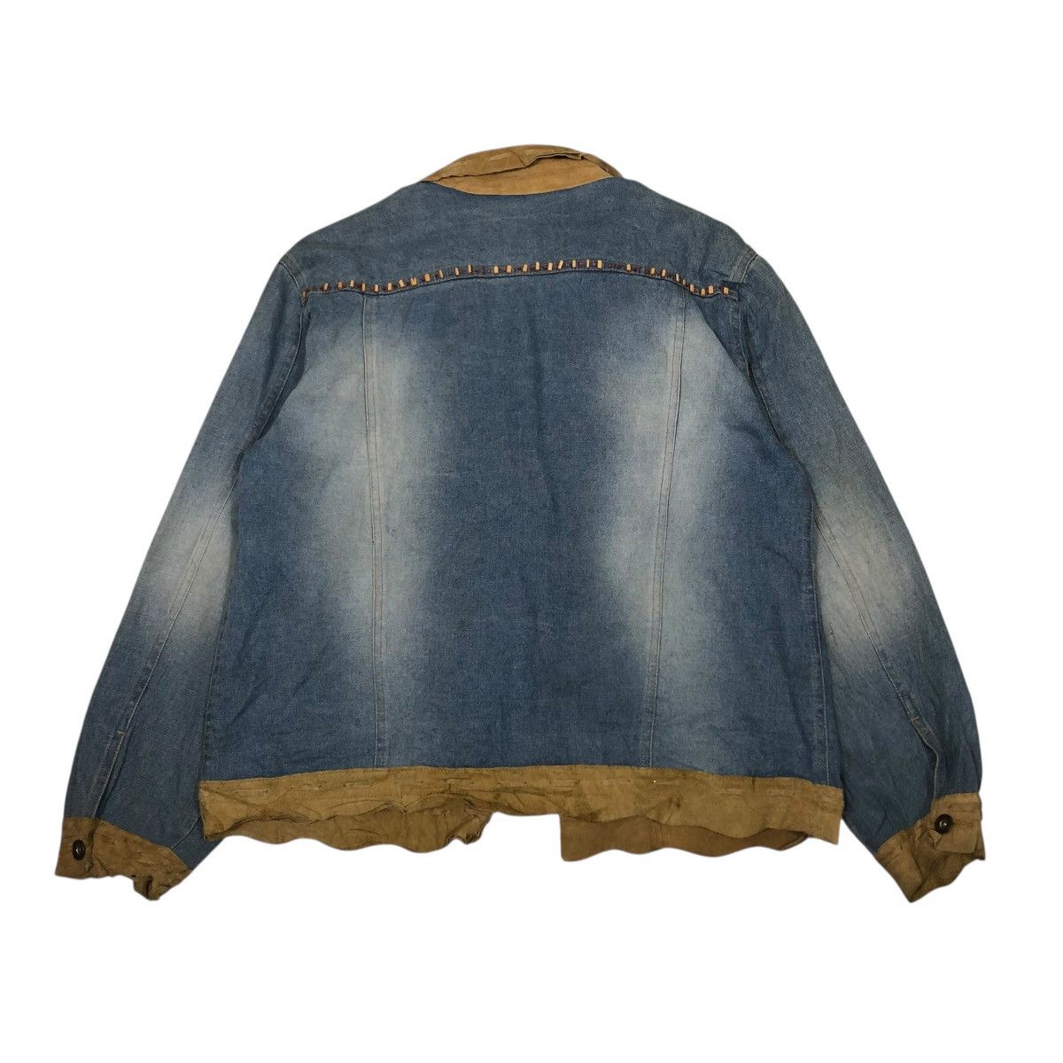 Japanese Brand 🔥VINTAGE DENIM BIKER JACKET LEATHER COLLAR CHICO’s KAPITAL Size US M / EU 48-50 / 2 - 2 Thumbnail