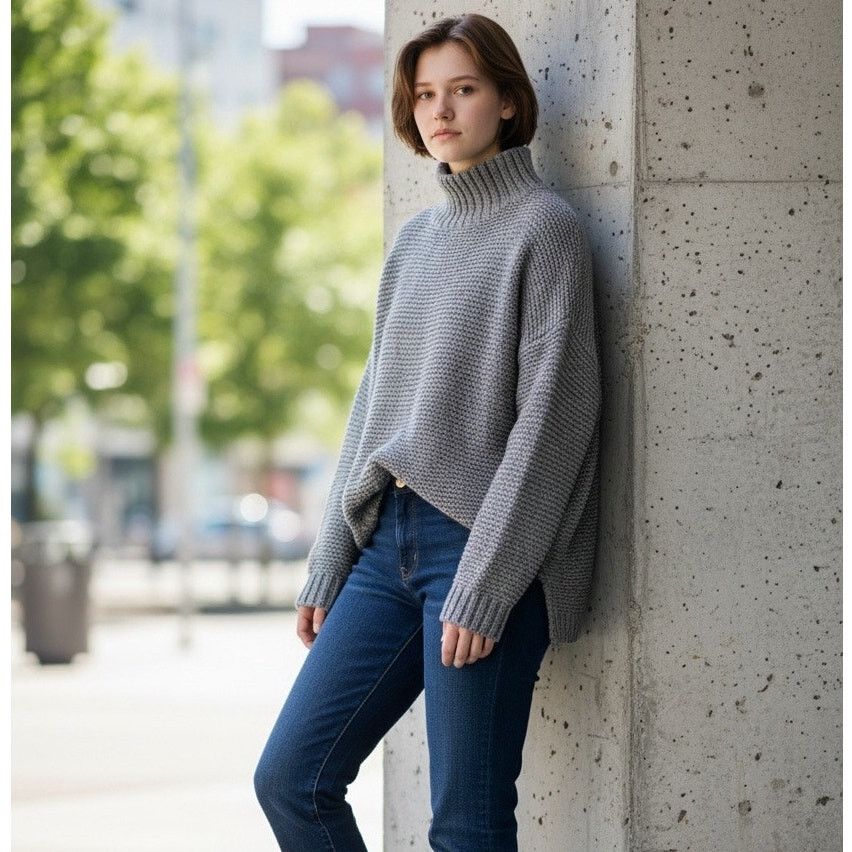 Marine Layer MARINE LAYER Chucky Wool Cotton Knit Turtleneck Sweater Gray Size S / US 4 / IT 40 - 1 Thumbnail