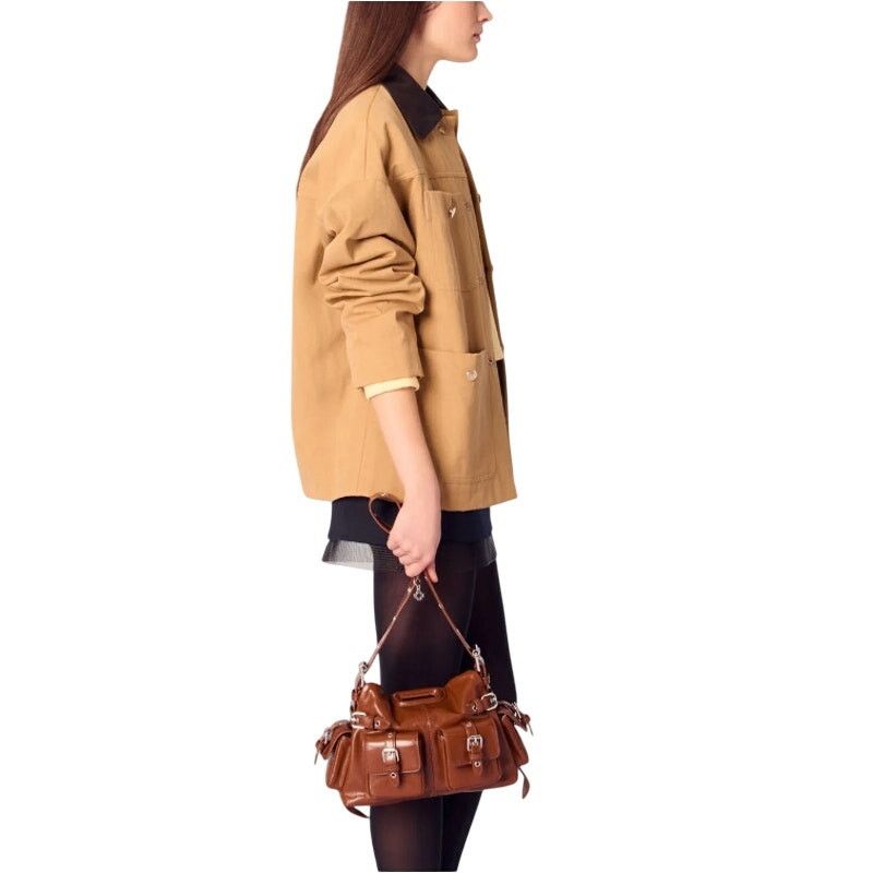 Maje Maje Women's Beige Cotton Coat With Leather Collar Size 42 Size L / US 10 / IT 46 - 11 Thumbnail