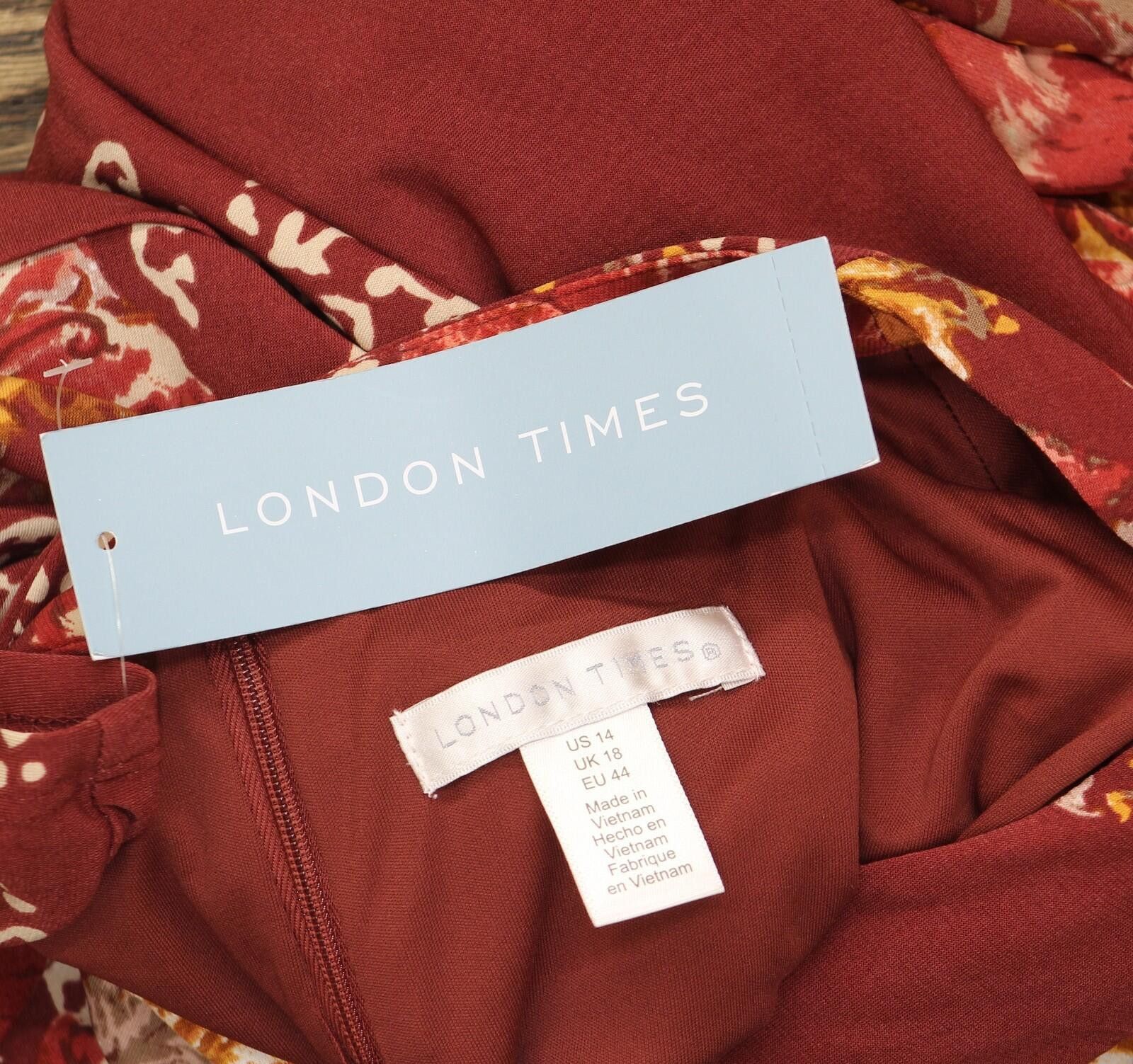 Other Nwt London Times Floral Sheath Dress Rust Orange / Gold 14 Size XL / US 12-14 / IT 48-50 - 3 Thumbnail