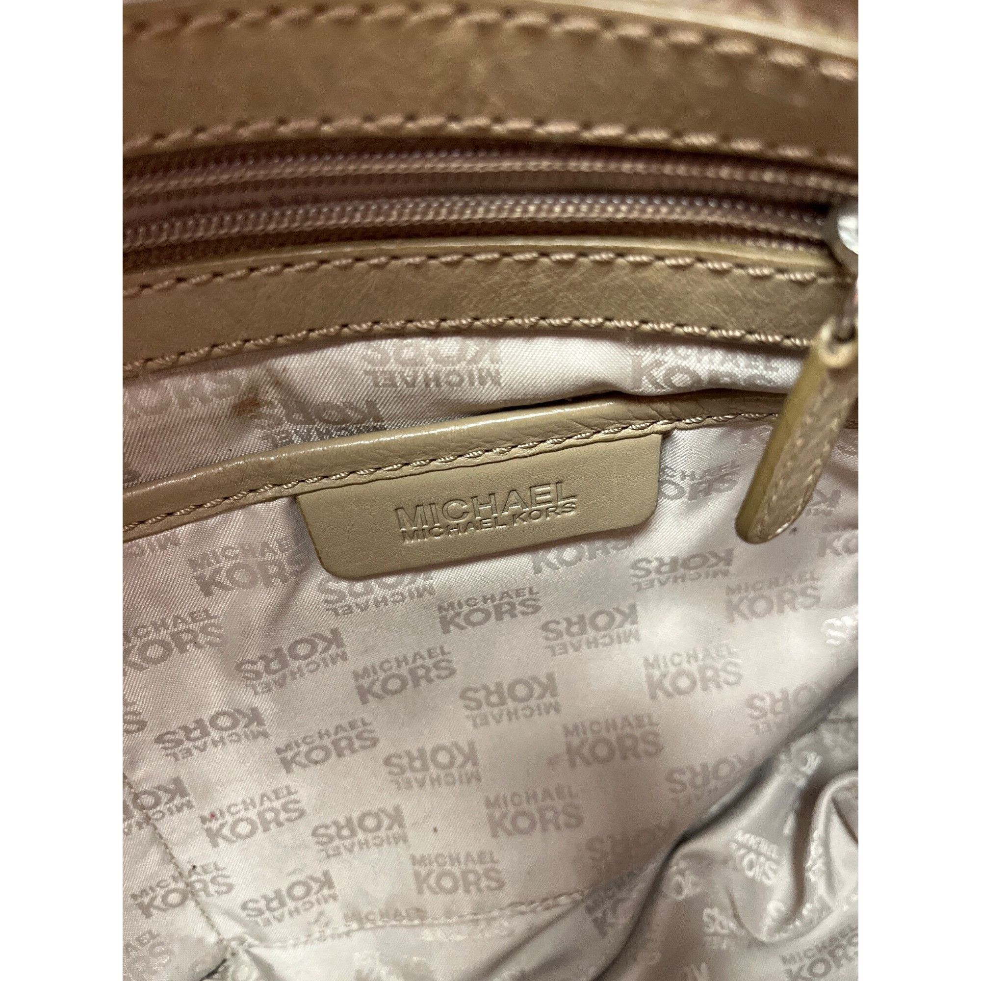 Michael Kors Michael Kors wms taupe tan leather studded hobo tote bag SKU Size ONE SIZE - 16 Thumbnail