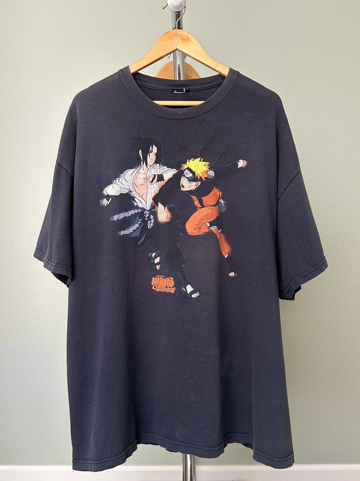 image of Naruto Shippuden 2007 Vintage Naruto V Sasuke Tee in Navy, Men's (Size 2XL)