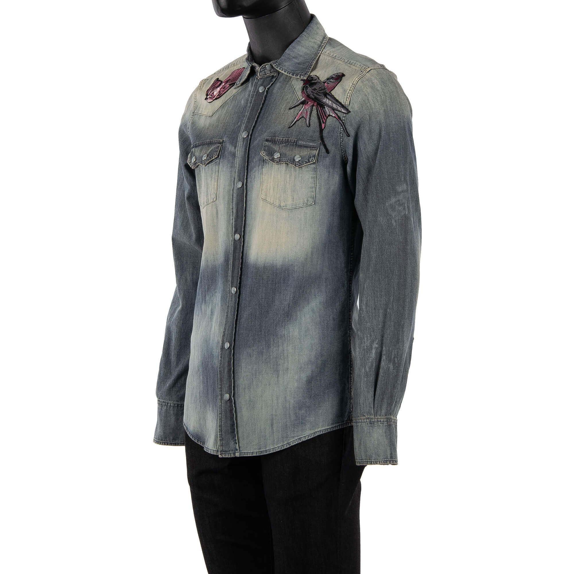 Dolce & Gabbana o1y0125 Denim Shirt in Blue Size US S / EU 44-46 / 1 - 5 Thumbnail