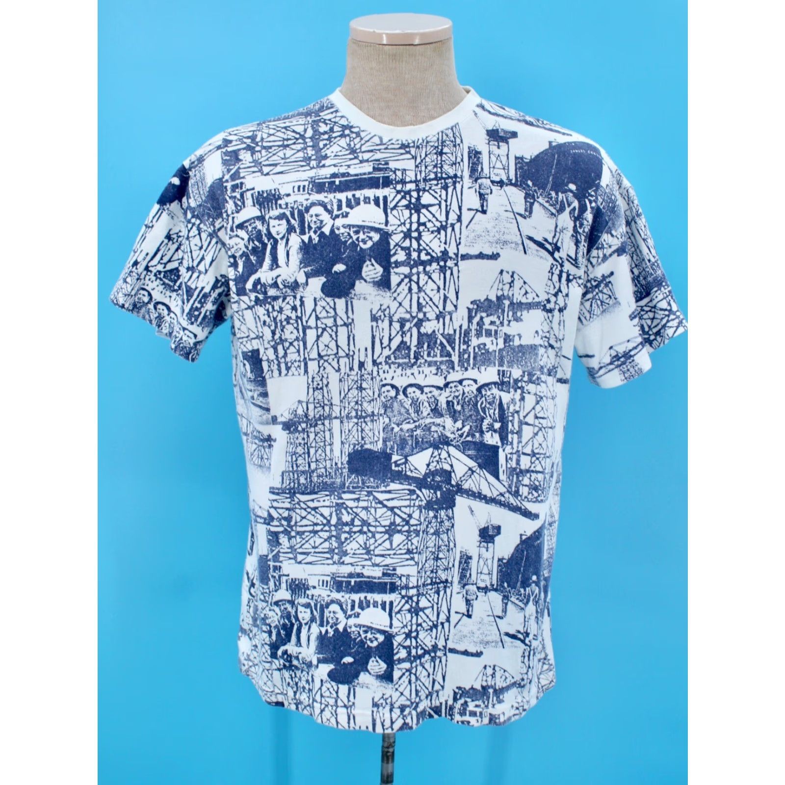 Vintage VINTAGE Men's VTG 90s All Over Print Dock Workers TShirt Sz S 1990s AOP T-Shirt Michel Mens Blue 1990s Graphic Tee Size US S / EU 44-46 / 1 - 2 Thumbnail