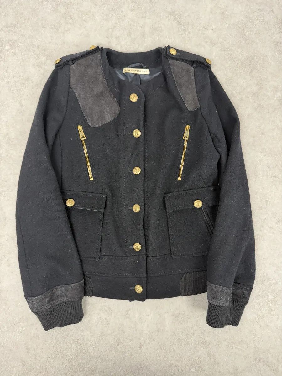 Balenciaga AW2007 Balenciaga Black Officer Buttoned Wool Peacoat by Nicolas Ghesquiere Size XS / US 0-2 / IT 36-38 - 6 Thumbnail