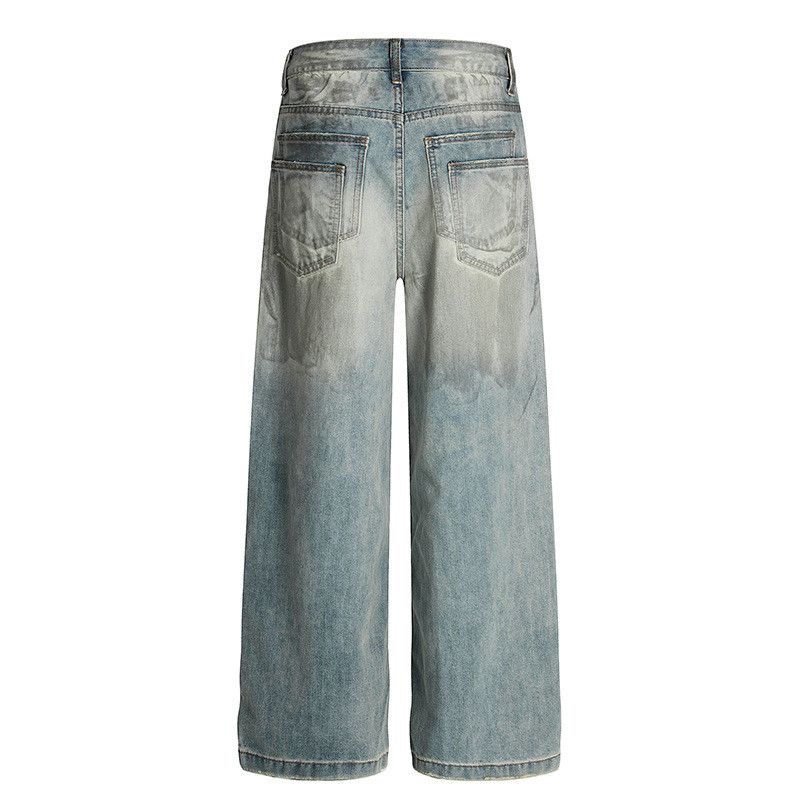 Vintage Retro ripped knee straight leg jeans for men Size US 34 / EU 50 - 2 Thumbnail
