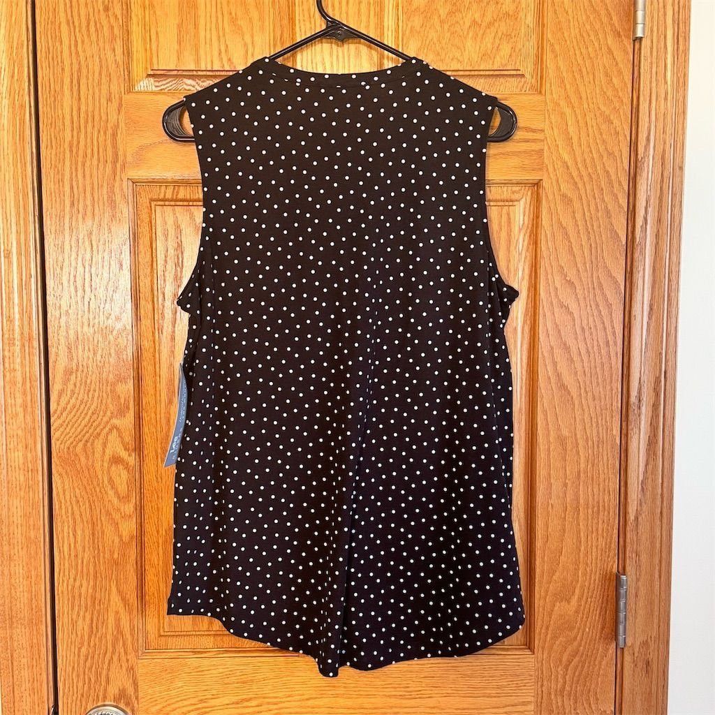 Lee NWT Lee Riders Women's L Black Polka Dot Sleeveless V-Neck Size L / US 10 / IT 46 - 2 Thumbnail