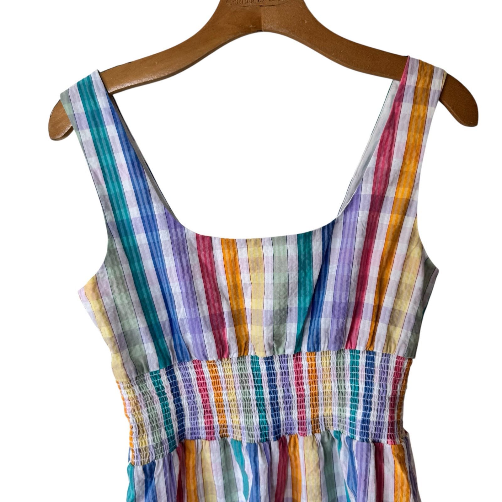 J.Crew J. CREW Square-neck dress in rainbow gingham Style AX236 Size XS / US 0-2 / IT 36-38 - 5 Thumbnail