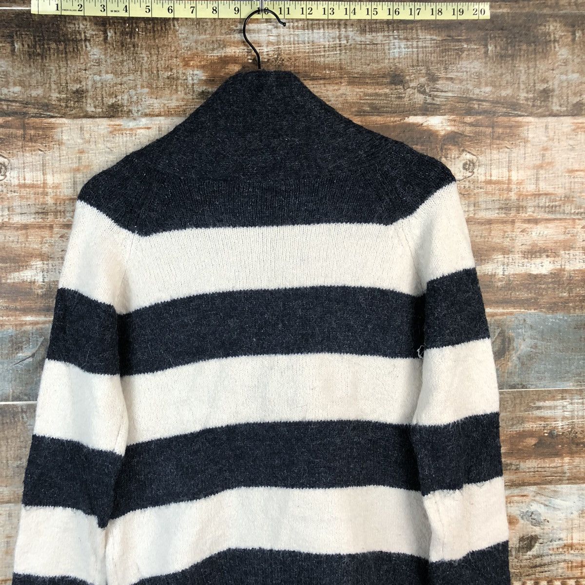 Japanese Brand × Solid and Striped DL Lepsim Stripe Black White Mohair Cardigan Knitwear #C563 Size M / US 6-8 / IT 42-44 - 14 Thumbnail