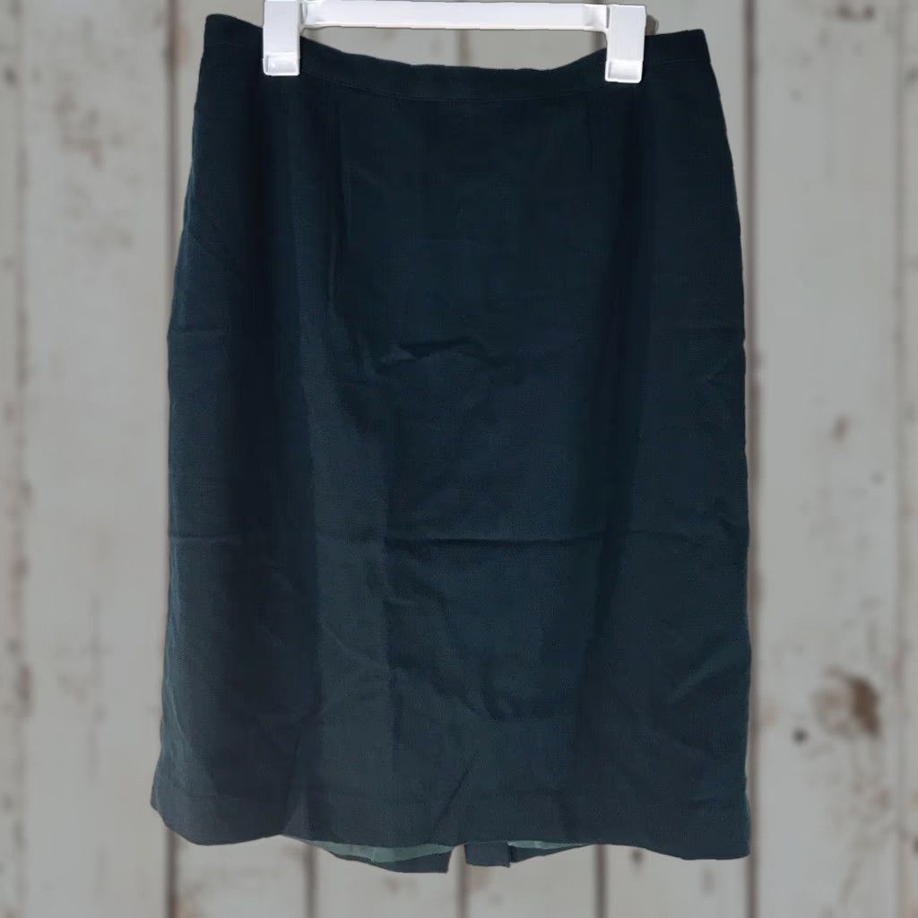 Kasper Kasper Pencil Skirt Wool Green Midi Womens Size 16 Button Zip Lined Slit 32in Waist 25in Length Size 38" / US 16 / IT 52 - 1 Thumbnail