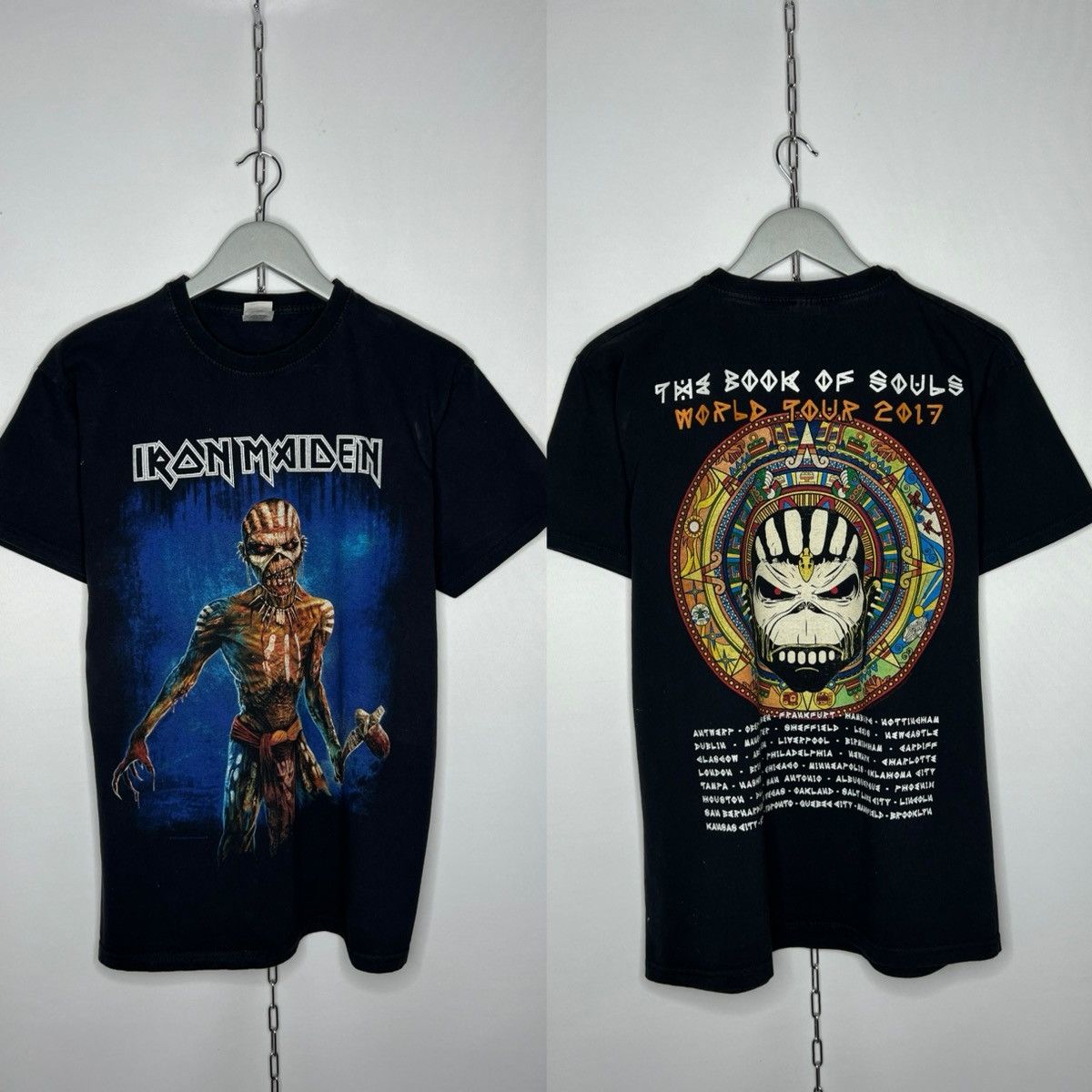 Gildan 🔥 Vintage Iron Maiden World Tour 2017 Big Logo Rock Tee 🔥 Size US L / EU 52-54 / 3 - 1 Thumbnail