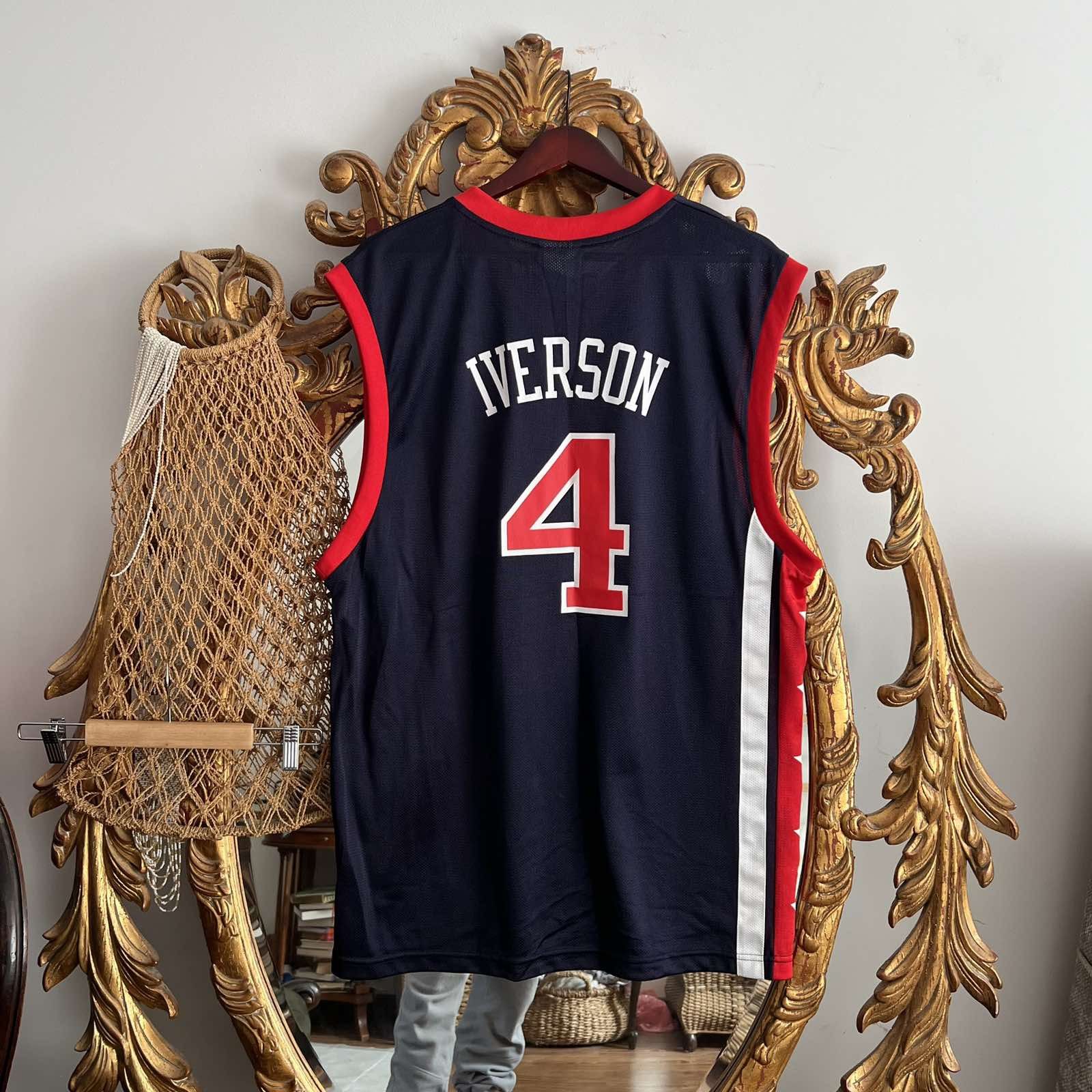 Vintage Vintage Reebok USA Basketball Allen Iverson #4 Jersey Size US L / EU 52-54 / 3 - 2 Thumbnail