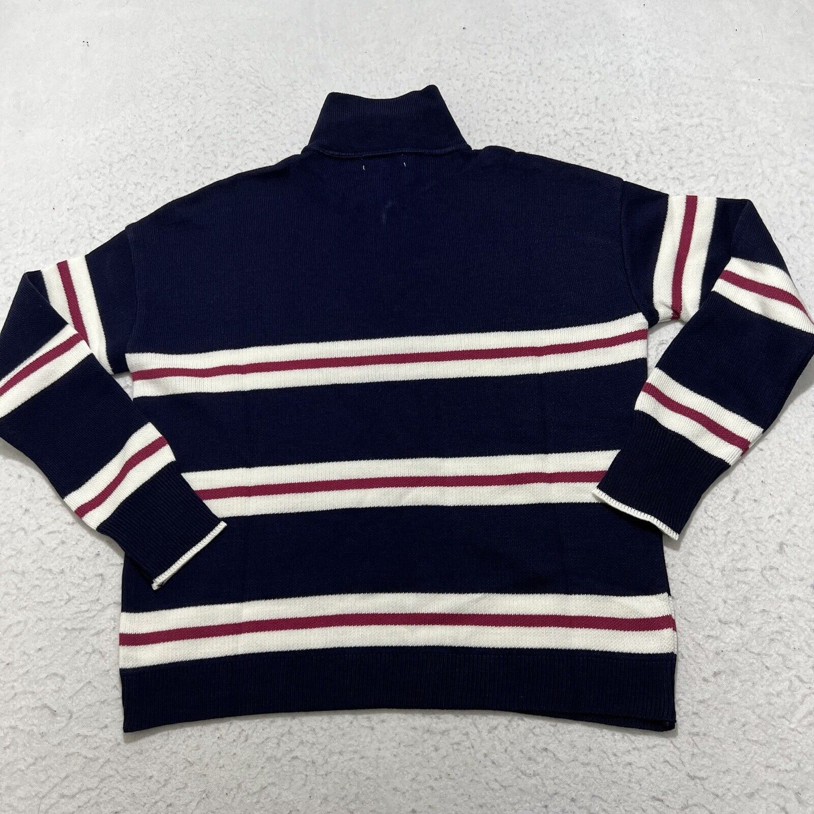 Nordstrom Nordstrom Blue White Pink Quarter Zip Striped Sweatshirt NWT Size XS / US 0-2 / IT 36-38 - 8 Thumbnail
