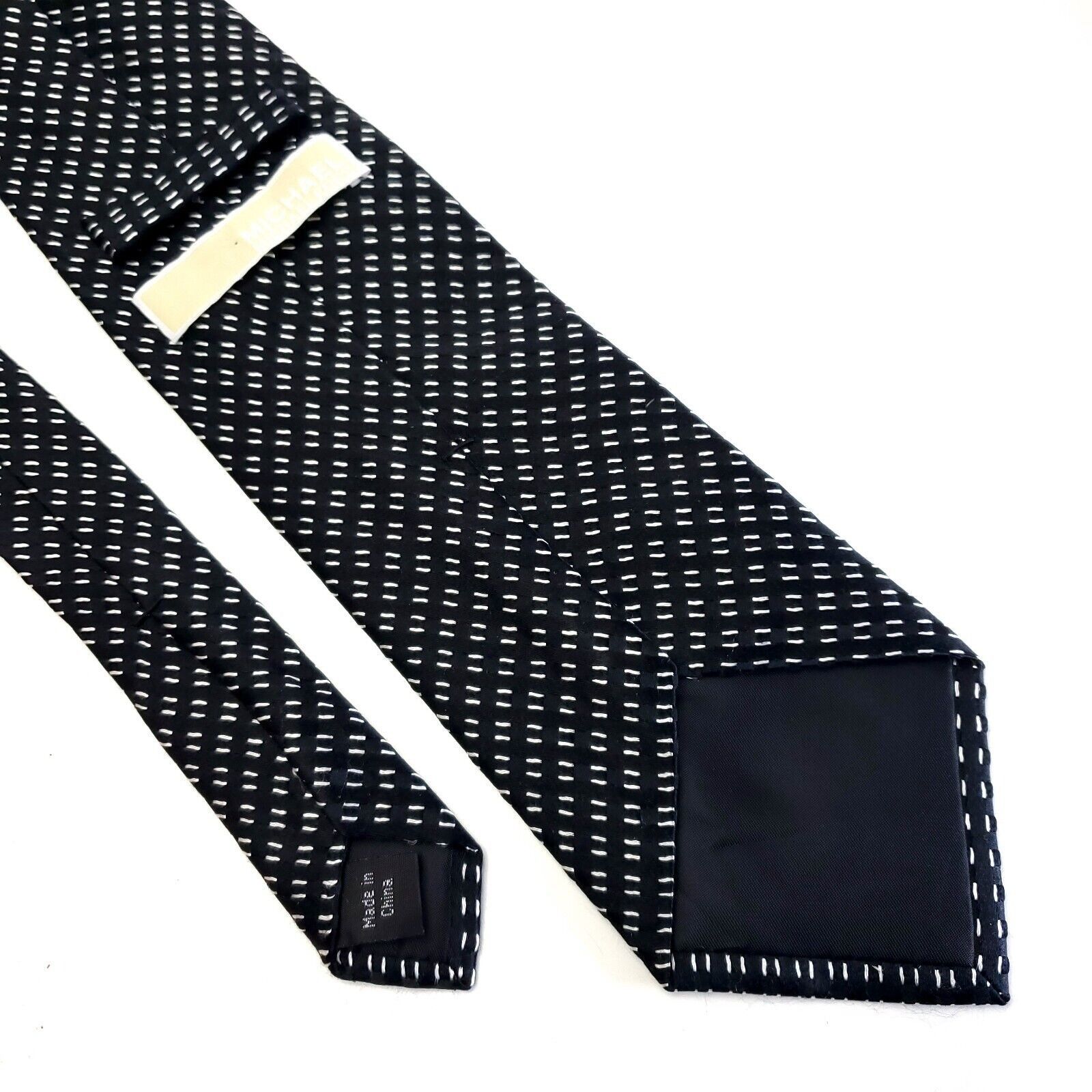 Michael Kors Michael Kors Black Check Woven Silk Tie Size ONE SIZE - 5 Thumbnail