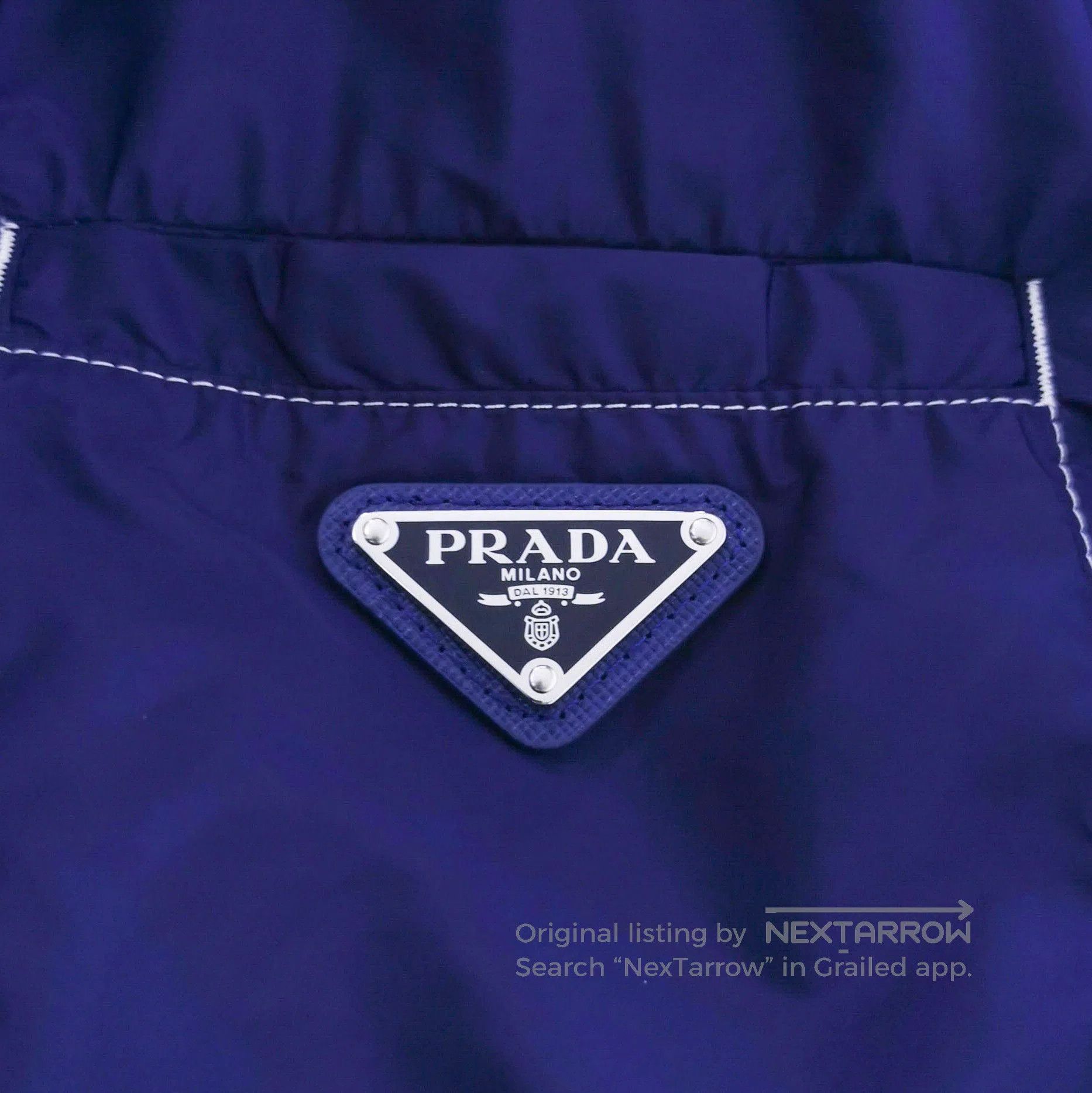Prada Prada Hooded Triangle Logo Jacket in Blue . Size US M / EU 48-50 / 2 - 1 Thumbnail