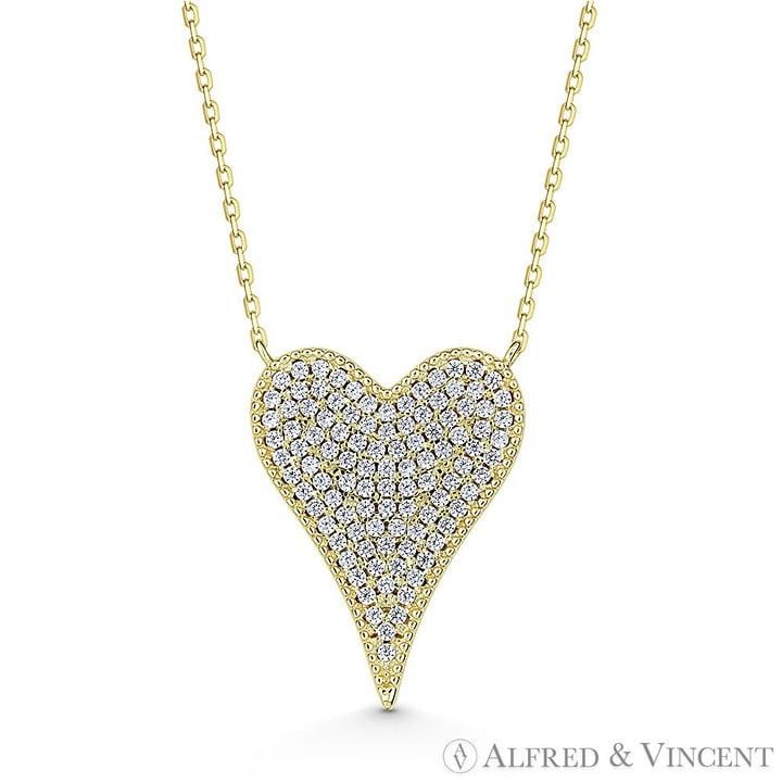 Other Large Heart CZ Crystal Pave Love Charm Necklace Size ONE SIZE - 1 Preview