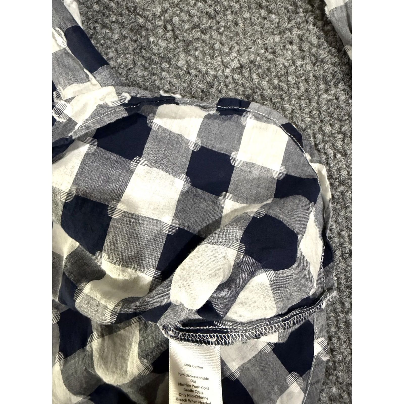 Talbots Talbots Shirt Womens Medium Blue Check Plaid Henley Long Sleeve Tunic Top Size M / US 6-8 / IT 42-44 - 7 Thumbnail