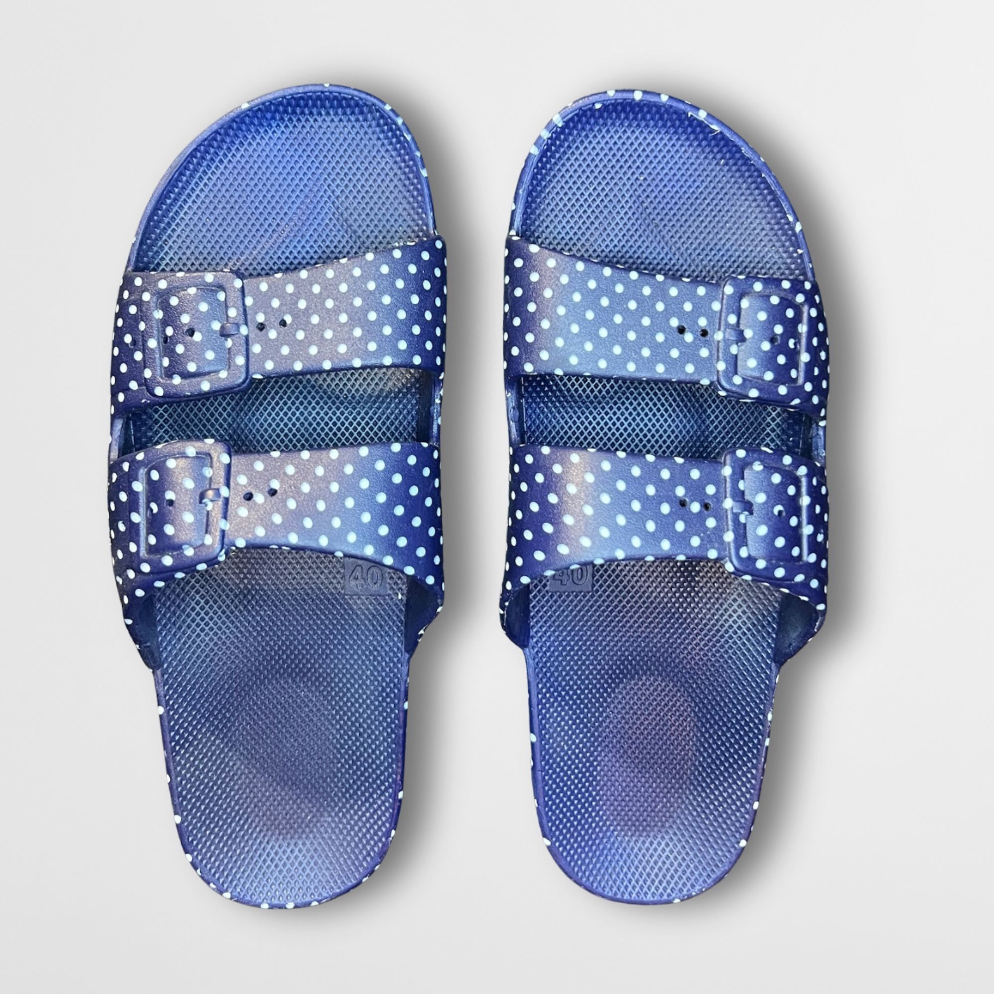 Other Freedom Moses Polka Dot Double Strap Sandals Blue Size 8.5-9 Size US 8.5 / IT 38.5 - 2 Thumbnail