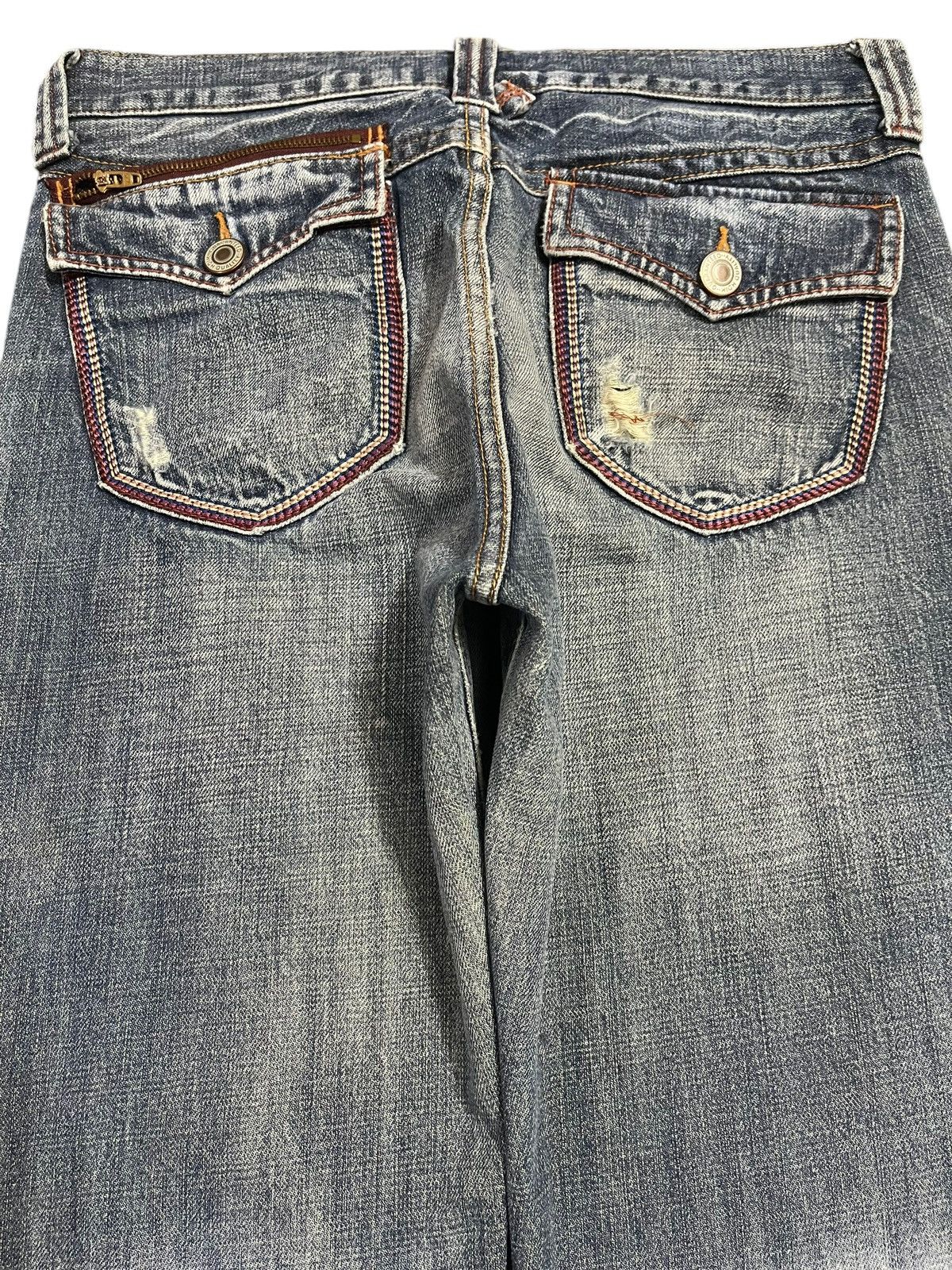 14th Addiction Vintage Japanese Brand Blue Faded Wash Distress Loose Jeans Size US 31 - 5 Thumbnail