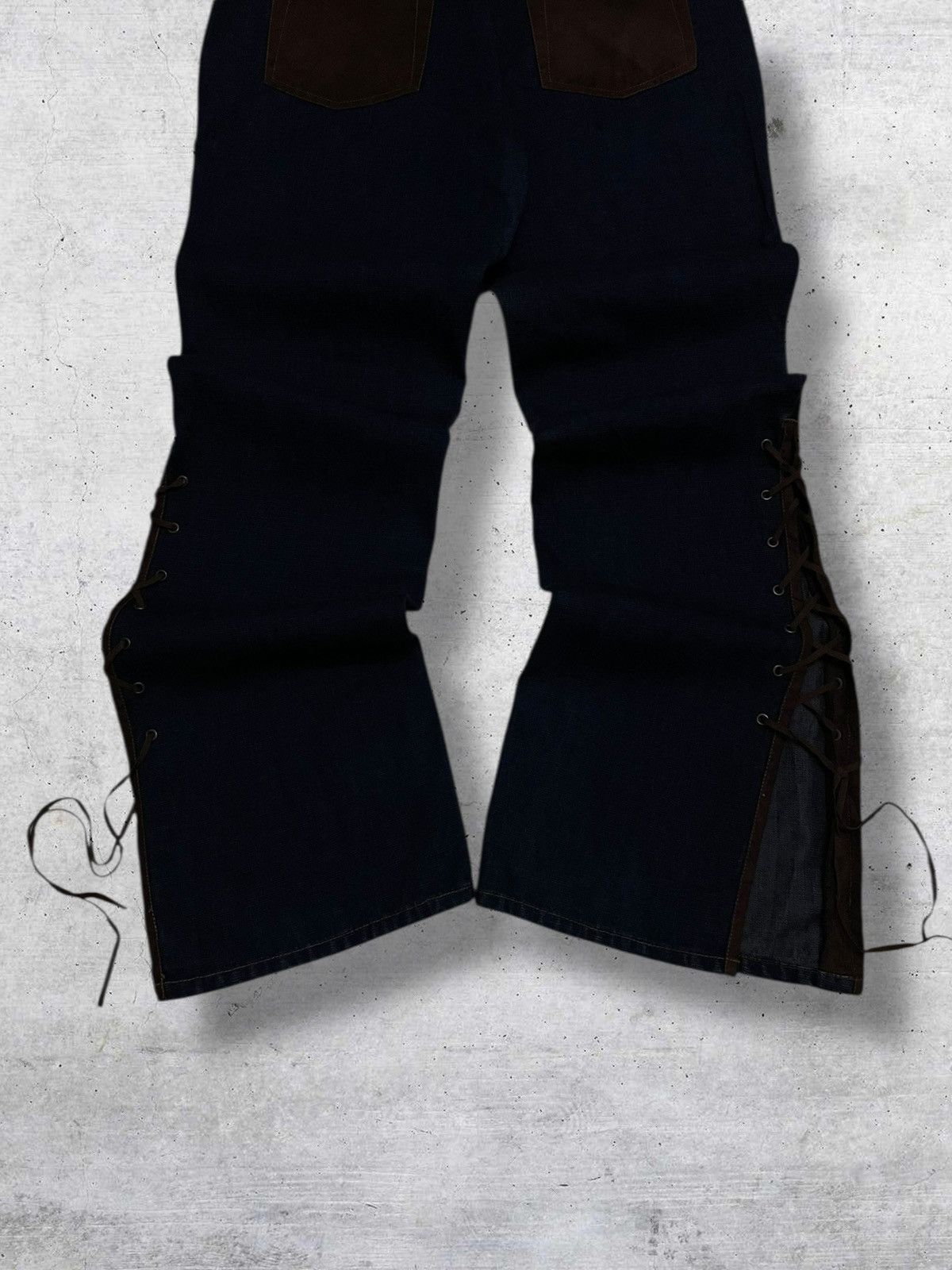 Tornado Mart VINTAGE ROUTE 66 RARE DESIGNER FLARED LACE UP COWBOY DENIM Size US 32 / EU 48 - 11 Thumbnail