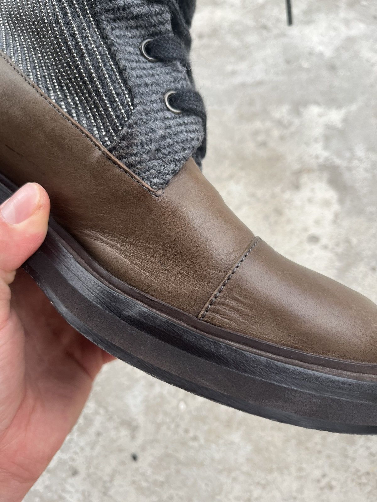Brunello Cucinelli Brunello Cucinelli Leather Ankle Fur Boots with Monili Trim Size US 8.5 / IT 38.5 - 20 Thumbnail