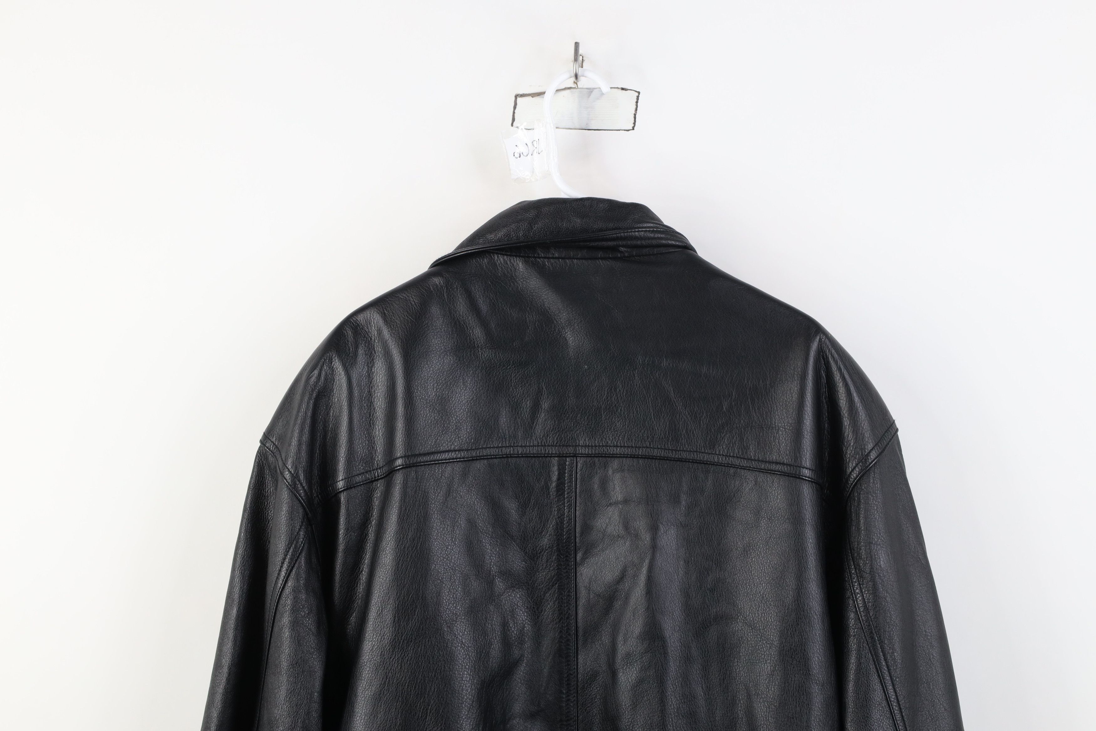 Vintage 90s Streetwear Heavy Leather Chore Jacket Black
