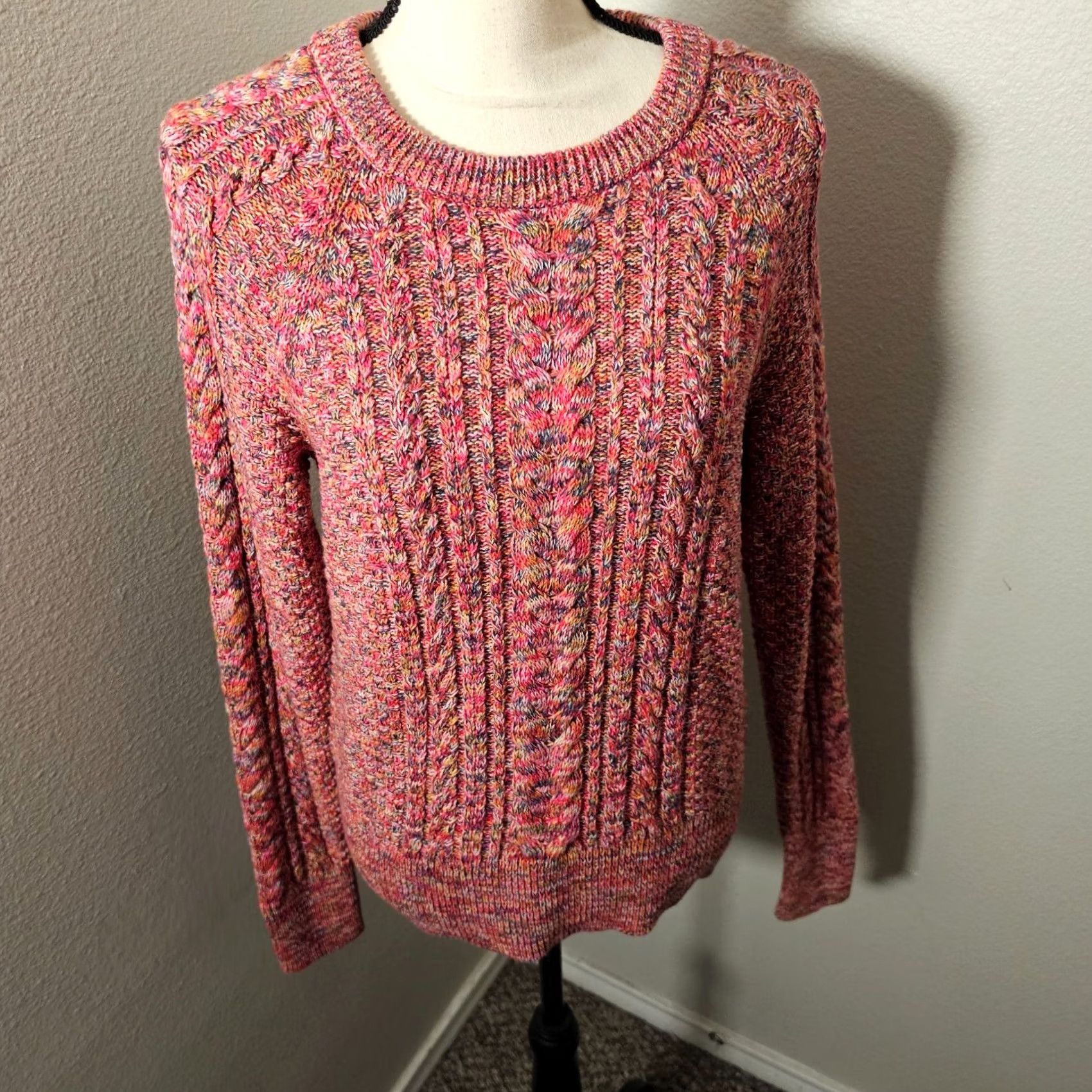 Gap Gap Pink Multicolor Cable Knit Cozy Long Sleeve Pullover Crew Neck Sweater M Womens Shirt Size M / US 6-8 / IT 42-44 - 5 Thumbnail