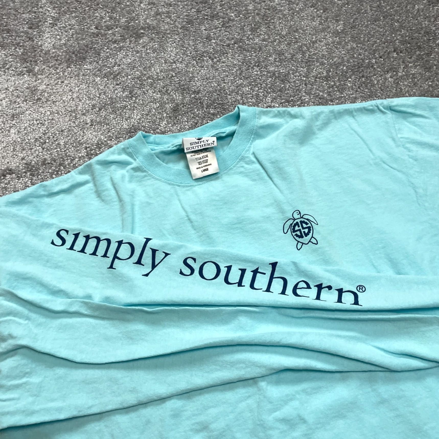 Vintage Simply Southern Shirt Mens Large Light Blue Long Sleeve Ocean Lives Matter Tee Shirt Size US L / EU 52-54 / 3 - 6 Thumbnail
