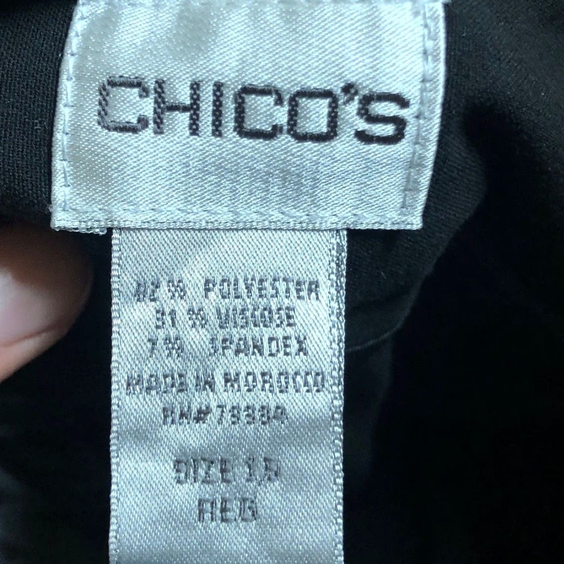 Vintage Chicos Womens Pants Black High Rise Loose Straight Leg Stretch 1.5 R Size 24" / US 00 / IT 34 - 5 Thumbnail