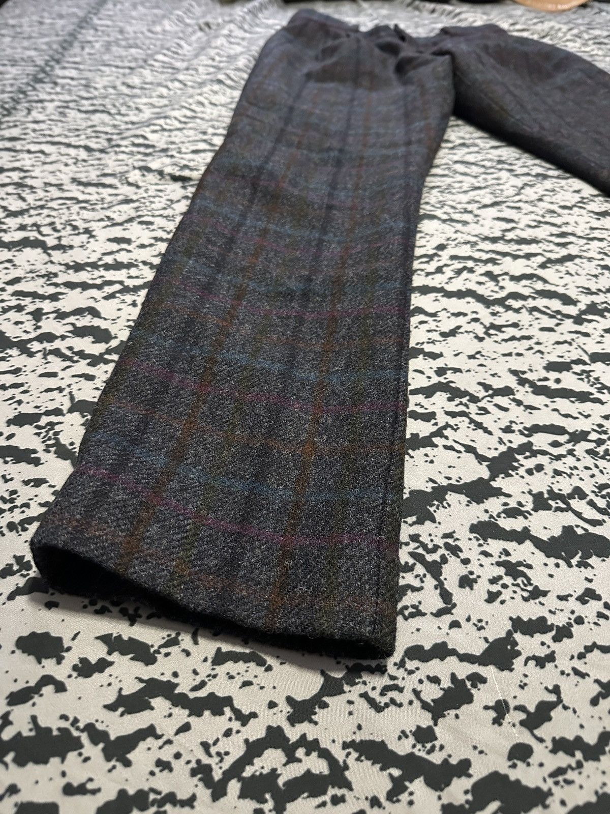 Aime Leon Dore Midnight Multi Muted Jewel Tartan Plaid Tweed Trousers Size US 29 - 2 Thumbnail