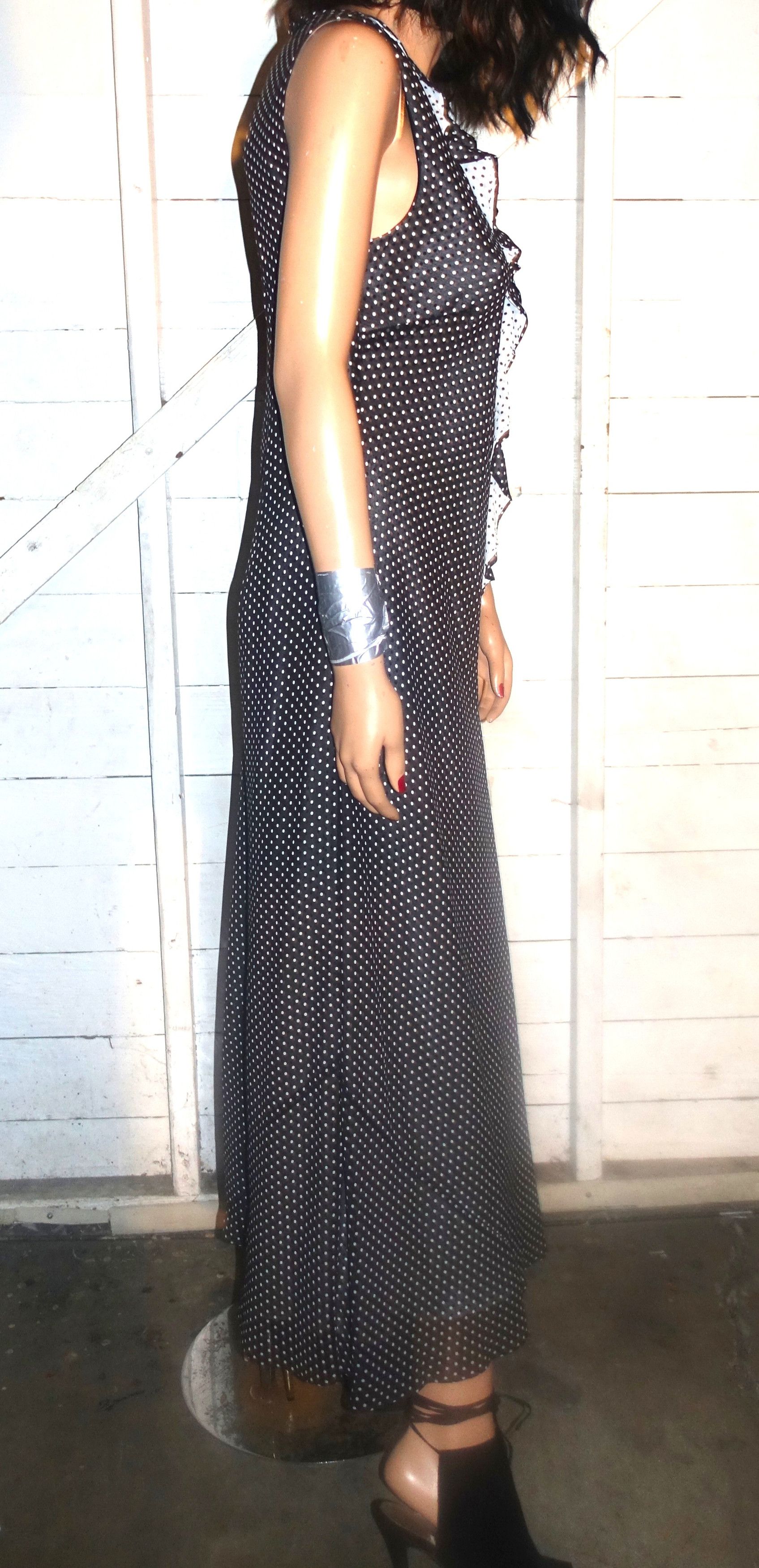 Charter Club Charter Club Black White Polka Dot Maxi Dress 10 Size L / US 10 / IT 46 - 6 Thumbnail