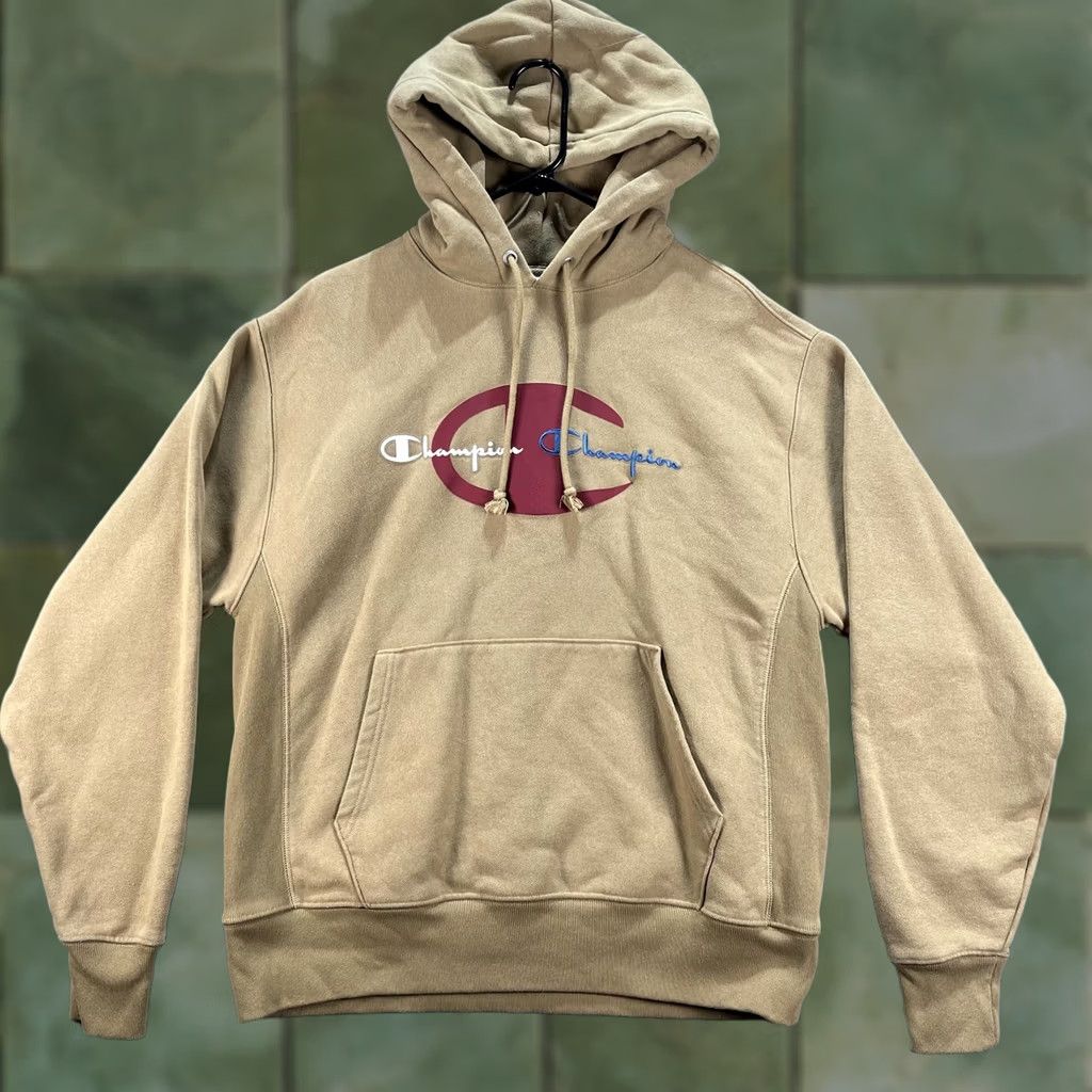 Champion Champion Reverse Weave Hoodie Mens Large Tan Pullover Script Logo Embroidered Size US L / EU 52-54 / 3 - 1 Thumbnail