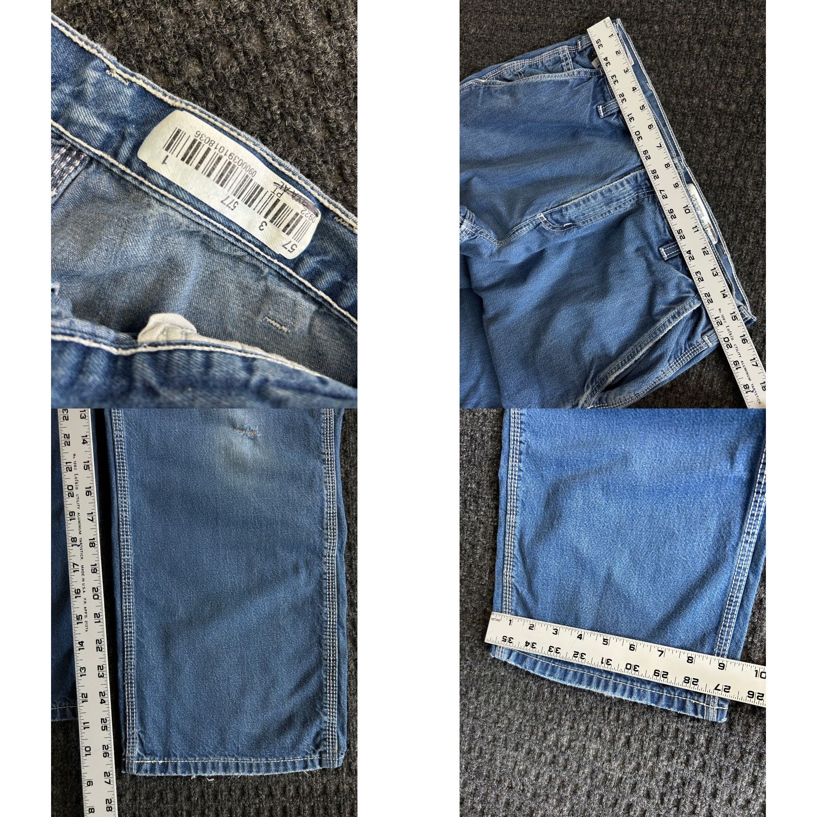 Carhartt VINTAGE Carhartt Jeans 33 x 28 Blue Denim Flame-Resistant Distressed Workwear 90s Mens Bags? Size US 33 - 8 Thumbnail